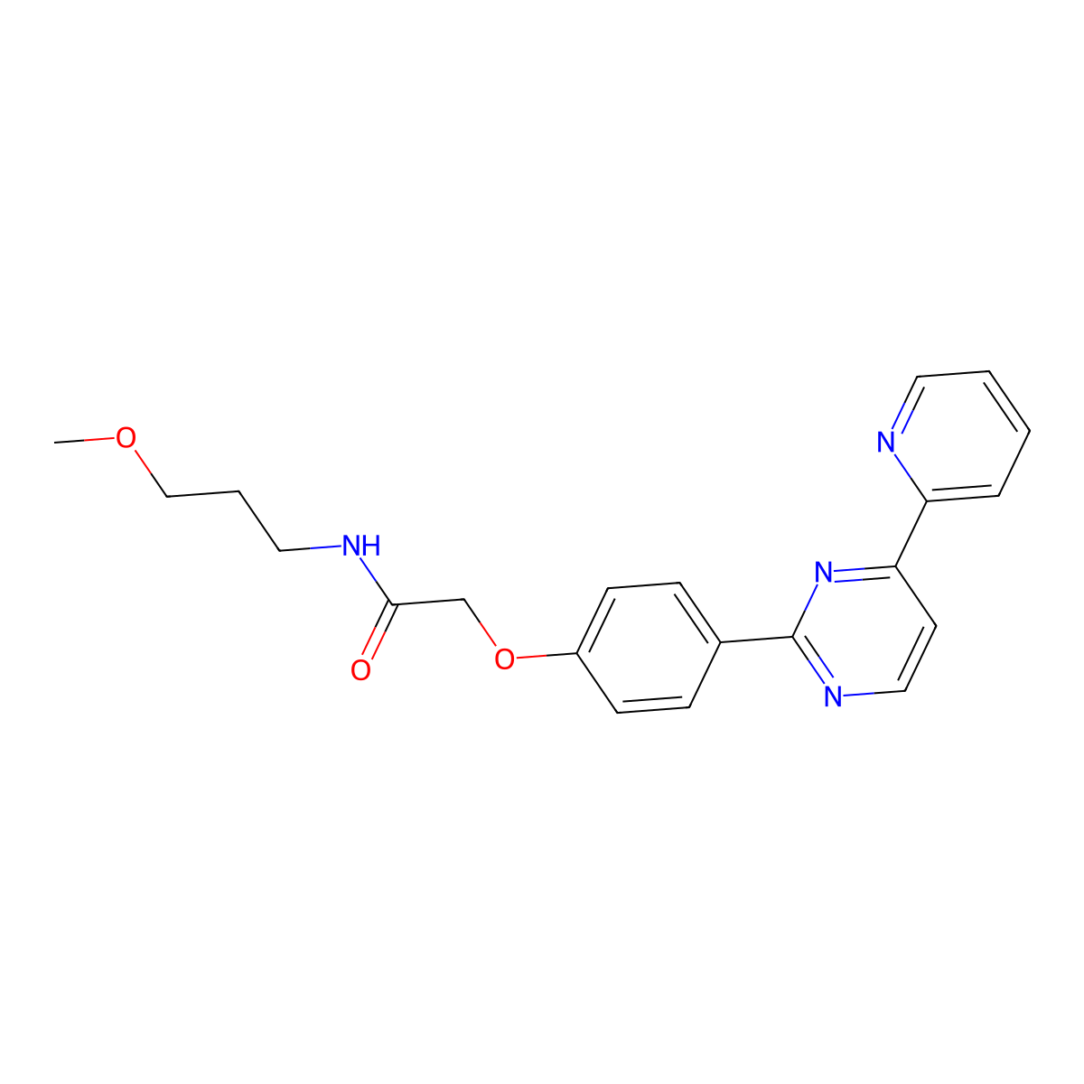 N-(3-methoxypropyl)-2-{4-[4-(2-pyridinyl)-2-pyrimidinyl]phenoxy}acetamide molecular structure, CAS 477870-56-7