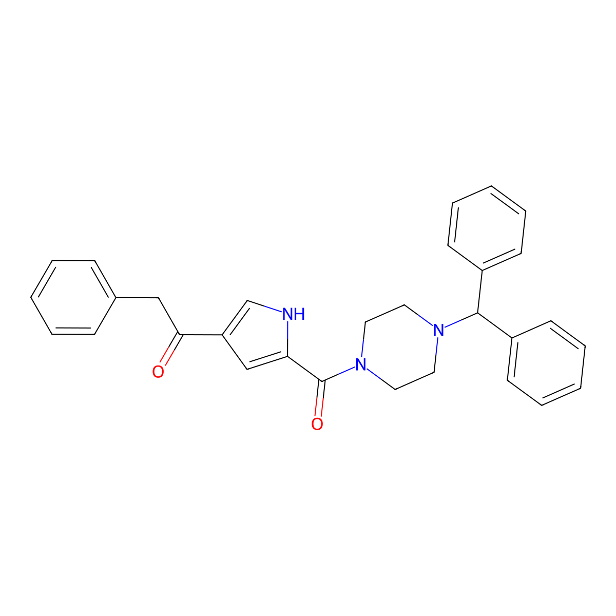 1-{5-[(4-benzhydrylpiperazino)carbonyl]-1H-pyrrol-3-yl}-2-phenyl-1-ethanone molecular structure, CAS 477870-57-8