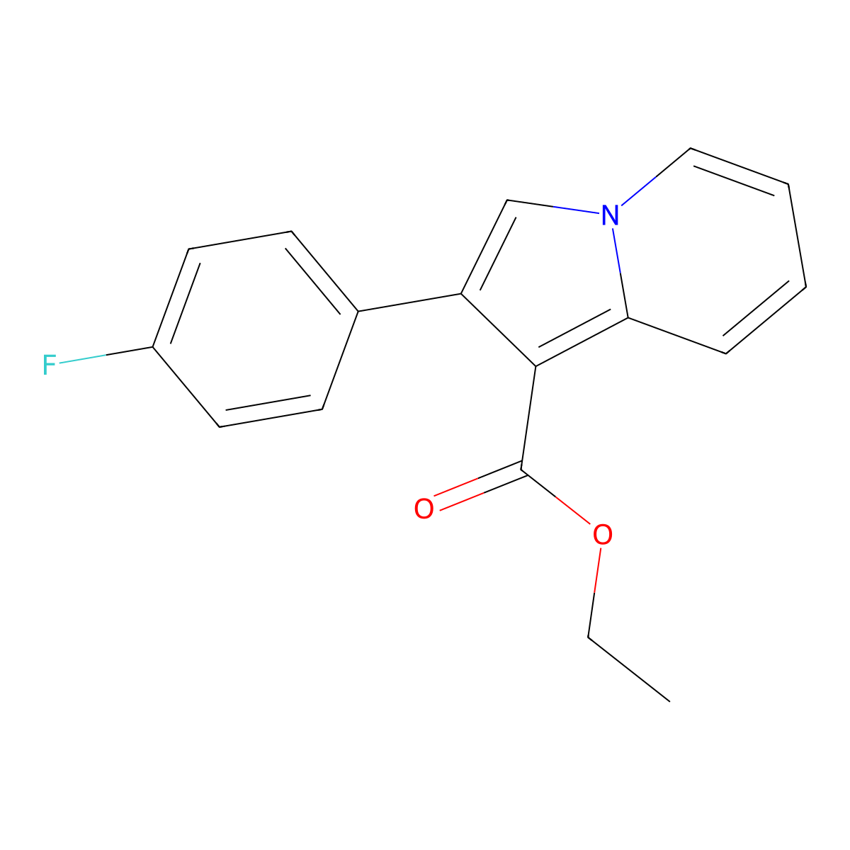 Ethyl 2-(4-fluorophenyl)indolizine-1-carboxylate molecular structure, CAS 477870-69-2
