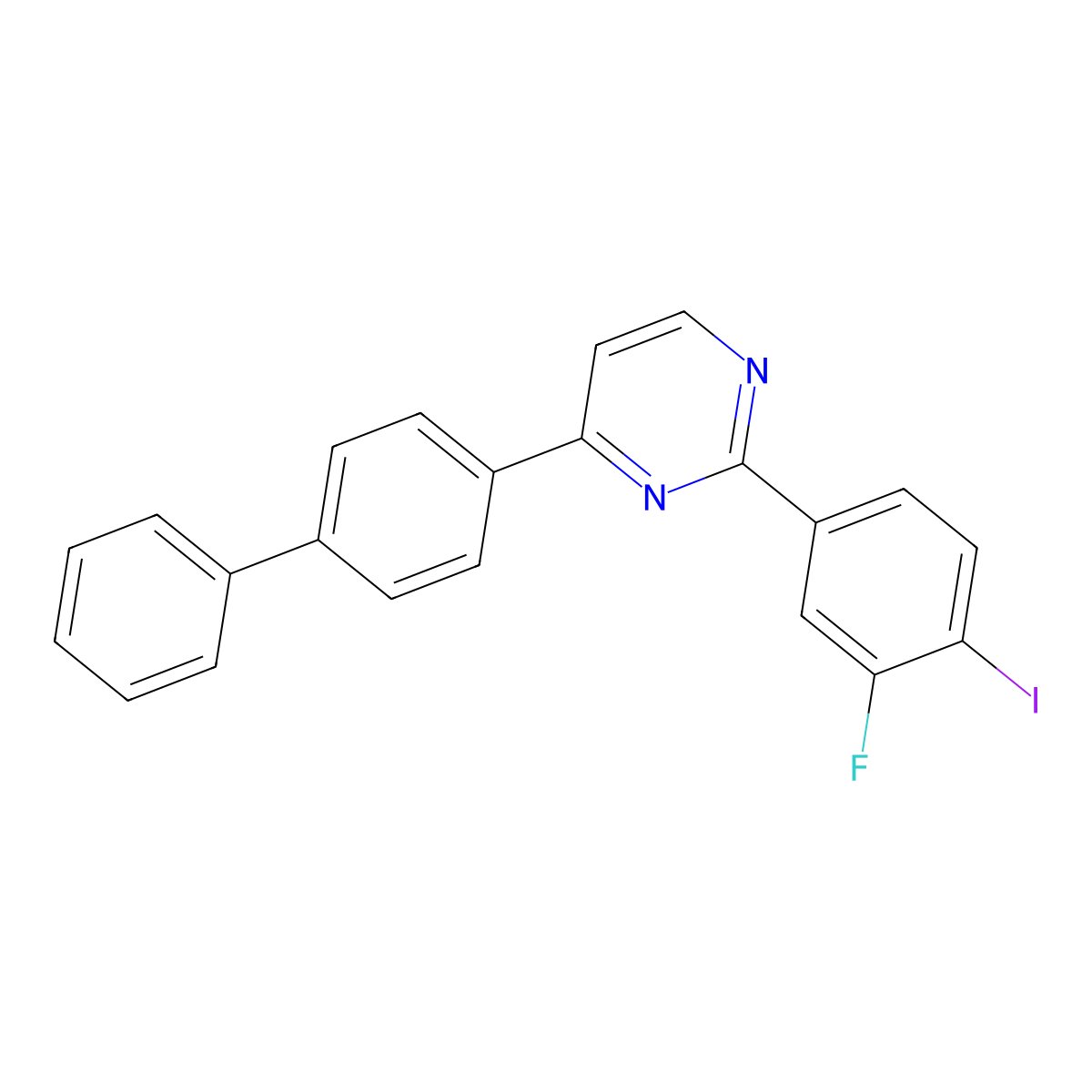 4-[1,1'-Biphenyl]-4-yl-2-(3-fluoro-4-iodophenyl)pyrimidine molecular structure, CAS 477870-86-3