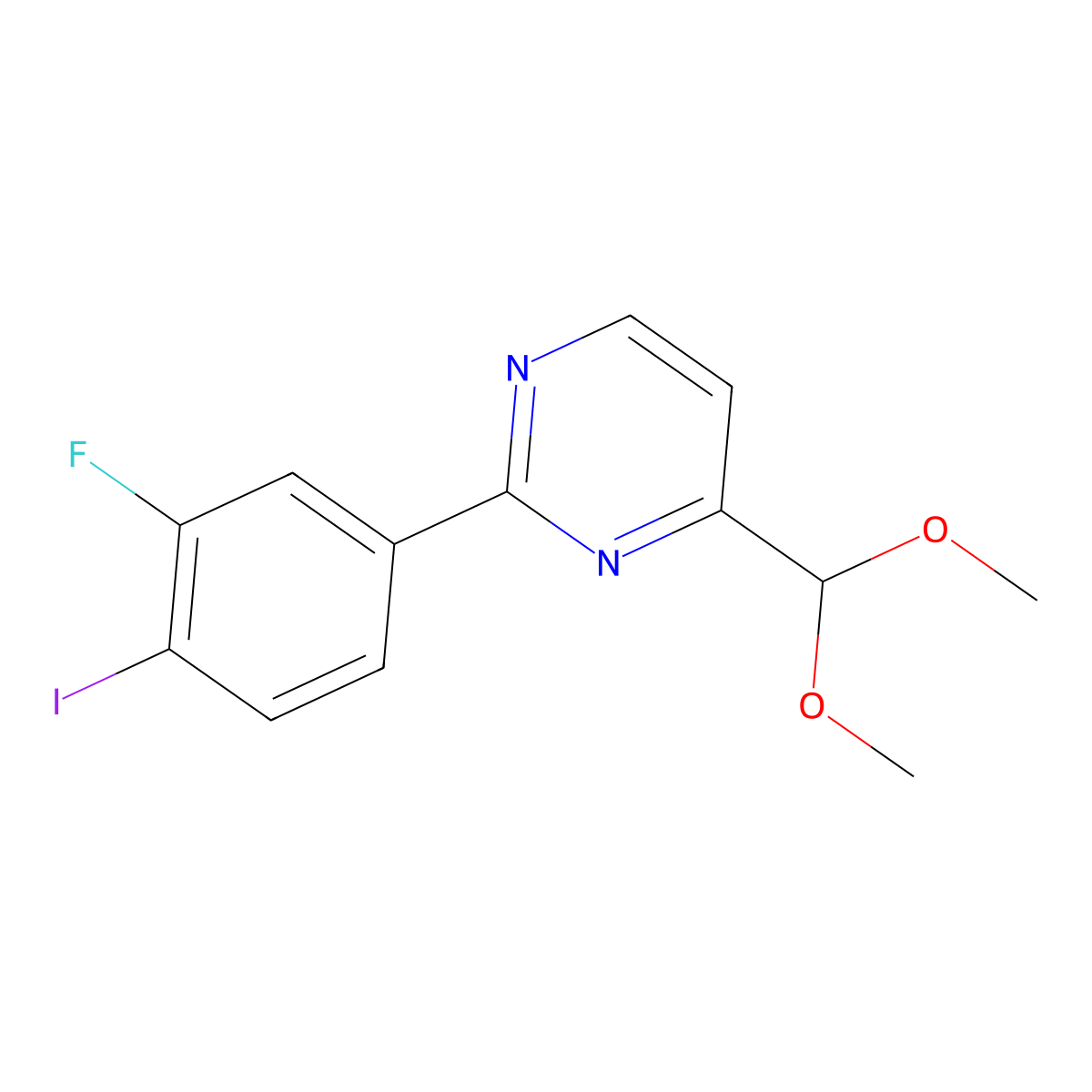4-(Dimethoxymethyl)-2-(3-fluoro-4-iodophenyl)pyrimidine molecular structure, CAS 477870-93-2
