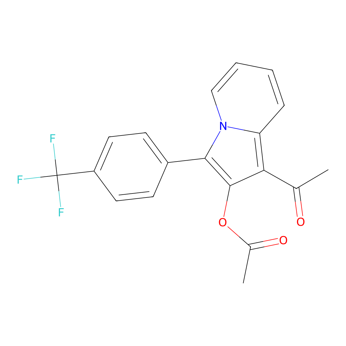 1-Acetyl-3-[4-(trifluoromethyl)phenyl]-2-indolizinyl acetate molecular structure, CAS 477870-94-3