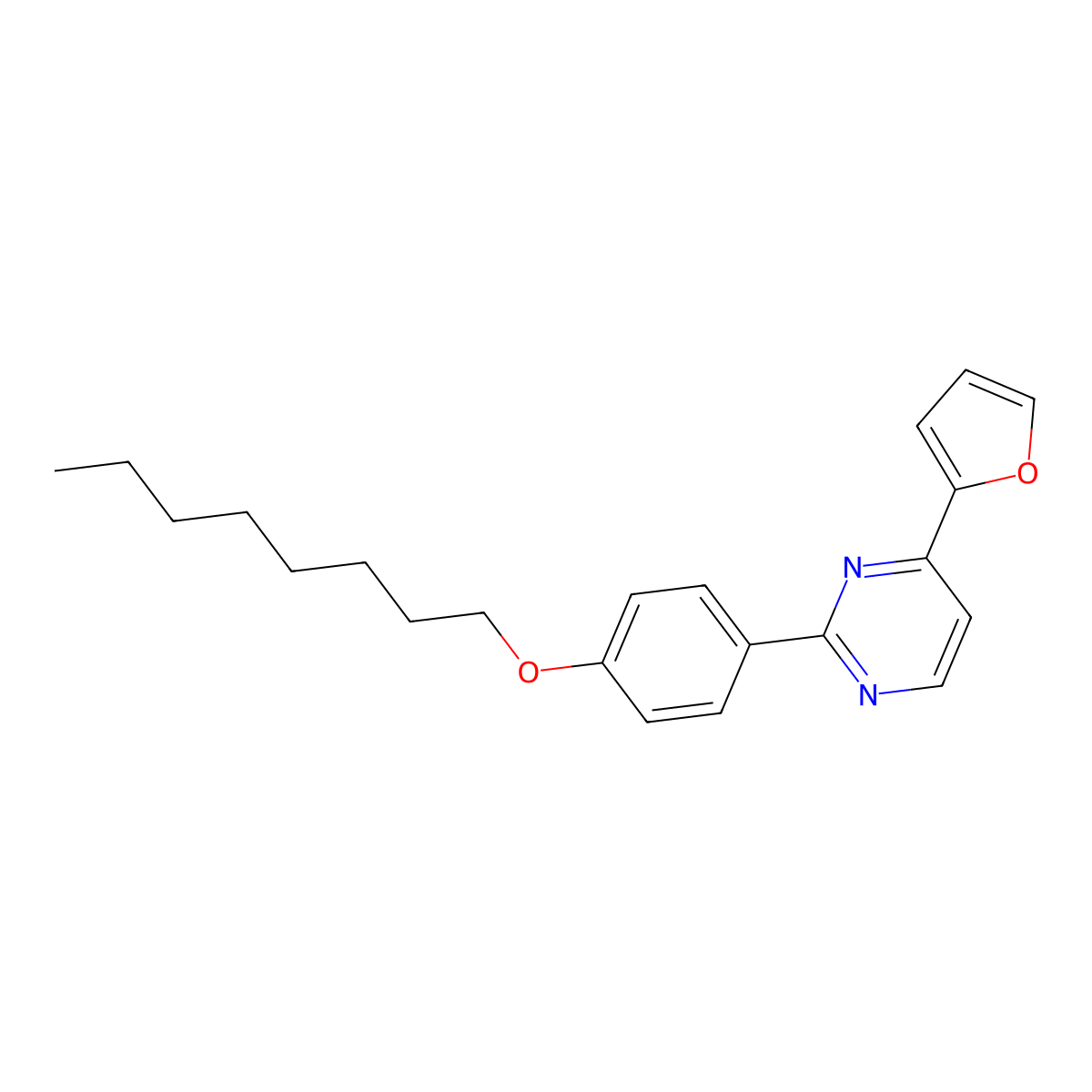 4-(2-Furyl)-2-[4-(octyloxy)phenyl]pyrimidine molecular structure, CAS 477870-95-4