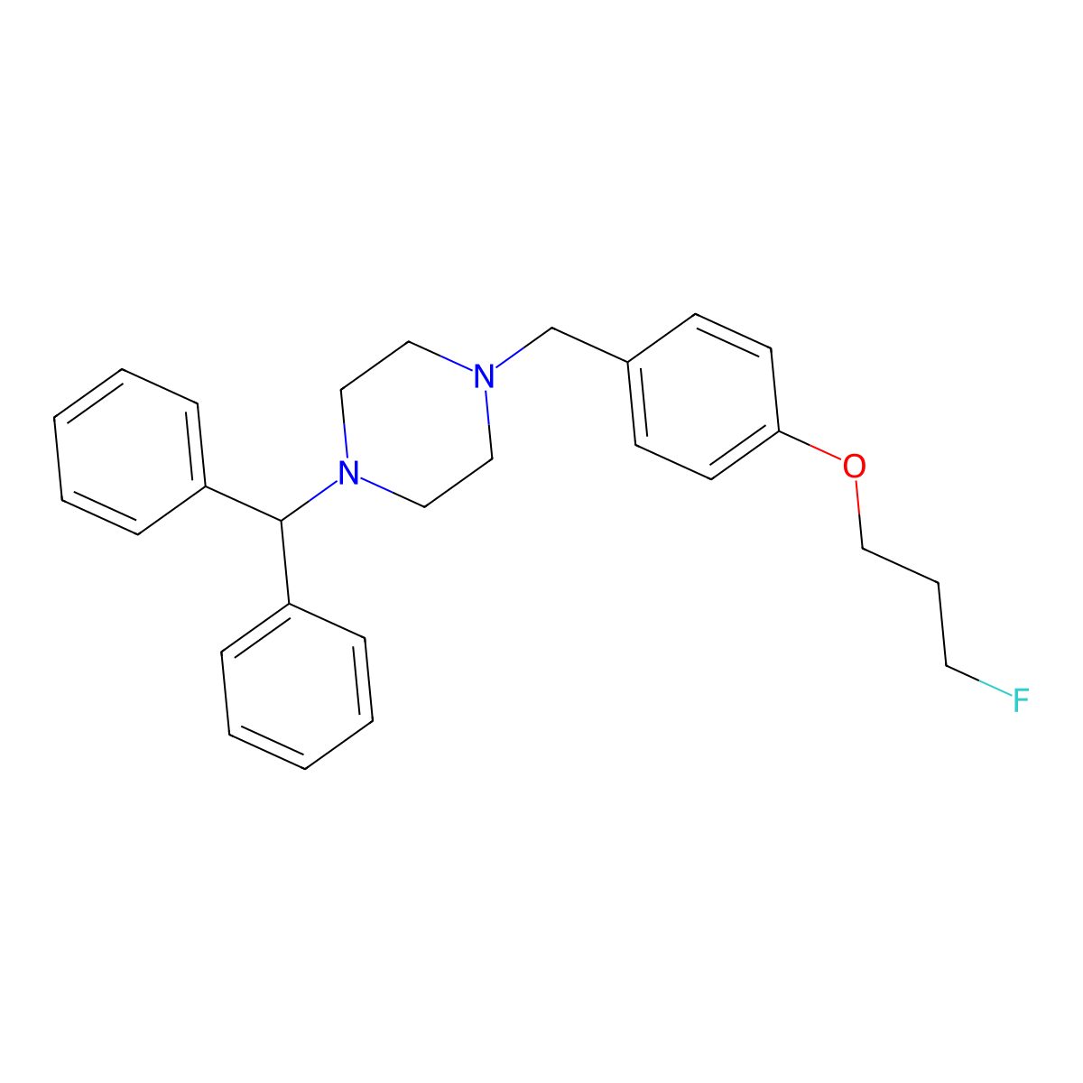 1-Benzhydryl-4-[4-(3-fluoropropoxy)benzyl]piperazine molecular structure, CAS 477871-00-4
