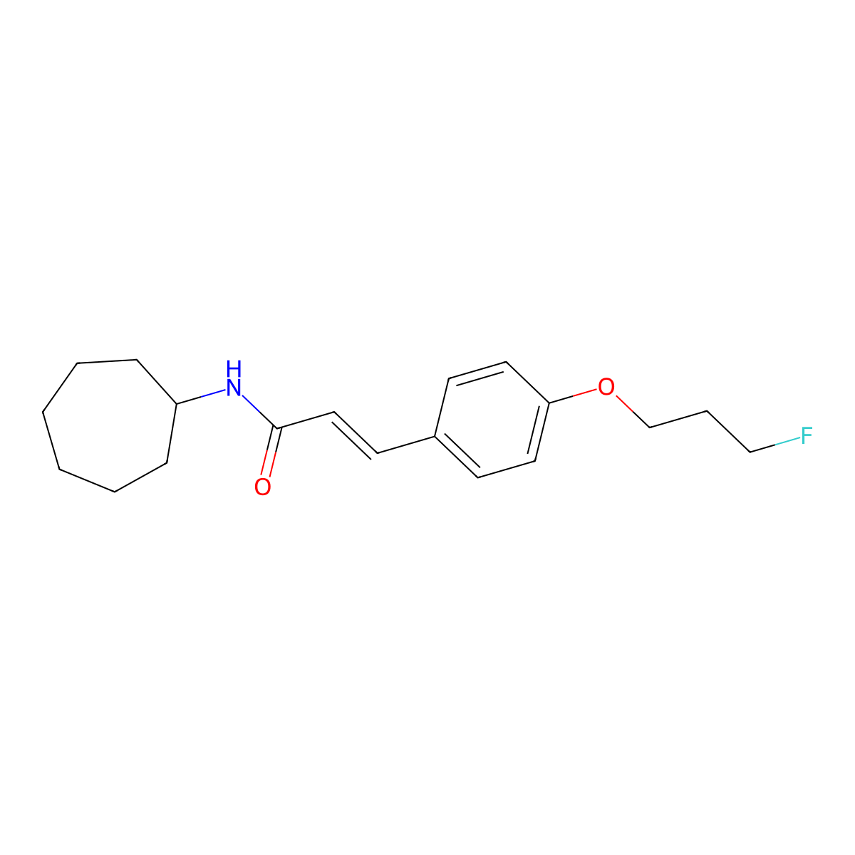 (E)-N-cycloheptyl-3-[4-(3-fluoropropoxy)phenyl]prop-2-enamide molecular structure, CAS 477871-24-2