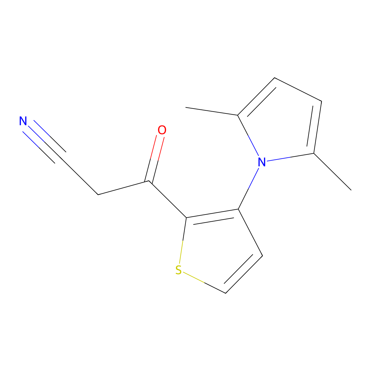 3-[3-(2,5-dimethyl-1H-pyrrol-1-yl)-2-thienyl]-3-oxopropanenitrile molecular structure, CAS 477871-28-6