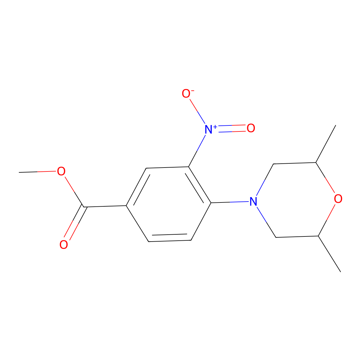 Methyl 4-(2,6-dimethylmorpholin-4-yl)-3-nitrobenzoate molecular structure, CAS 477871-33-3