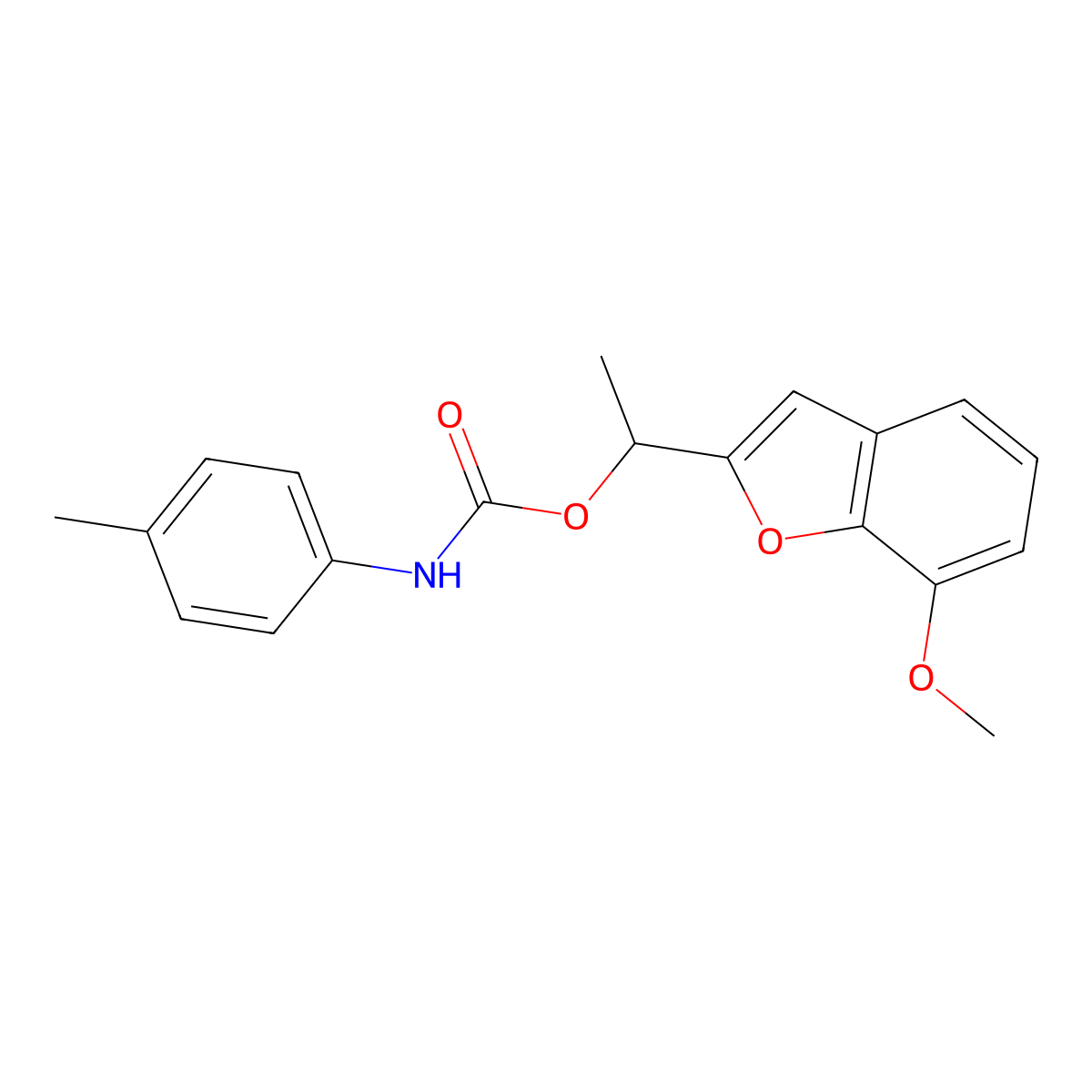 1-(7-methoxy-1-benzofuran-2-yl)ethyl N-(4-methylphenyl)carbamate molecular structure, CAS 477871-36-6