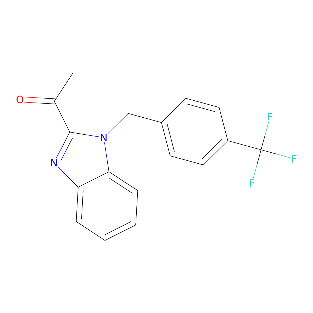 1-{1-[4-(trifluoromethyl)benzyl]-1H-1,3-benzimidazol-2-yl}-1-ethanone molecular structure, CAS 477871-37-7