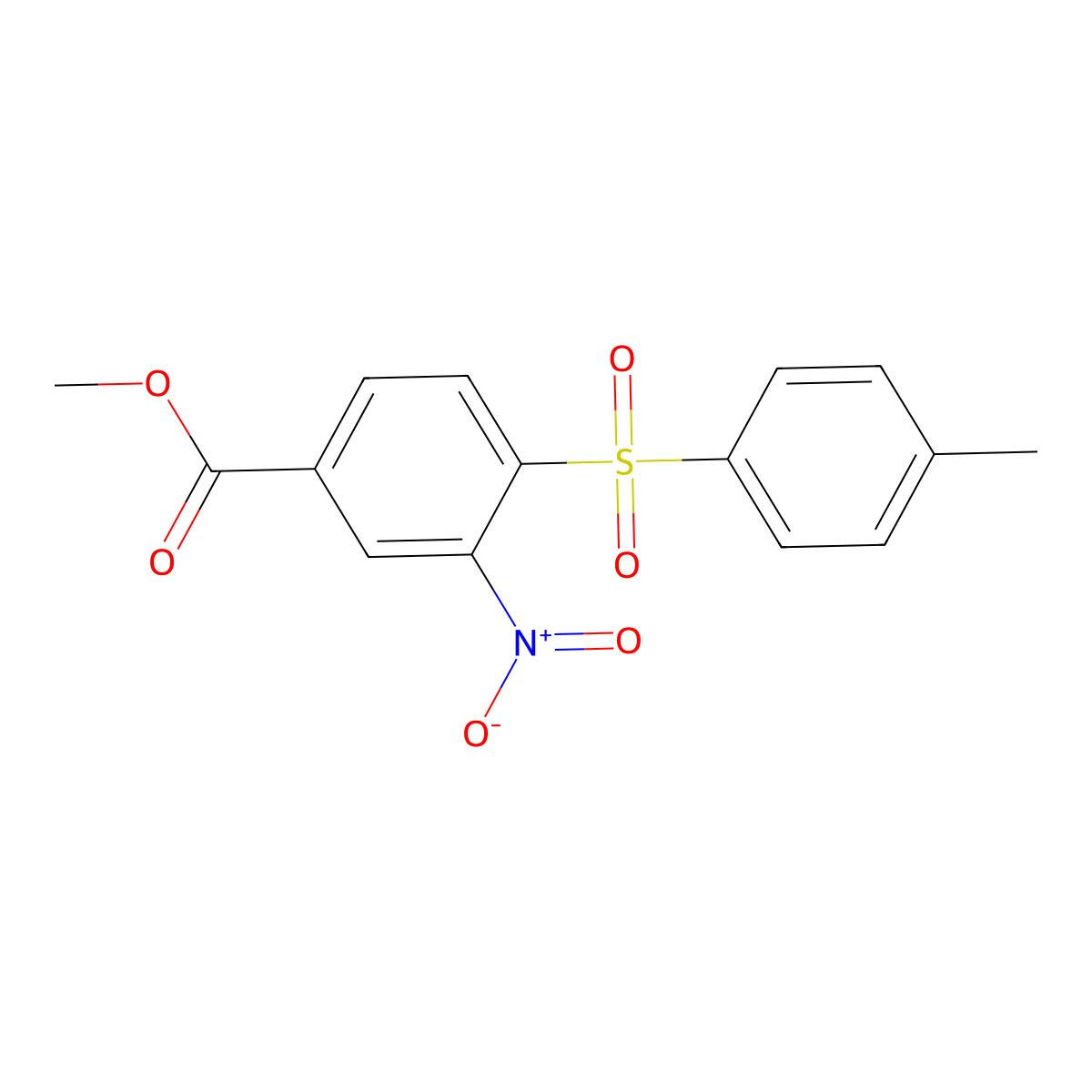 Methyl 4-[(4-methylphenyl)sulfonyl]-3-nitrobenzenecarboxylate molecular structure, CAS 477871-40-2