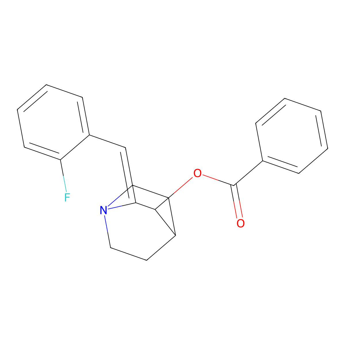 2-[(Z)-(2-fluorophenyl)methylidene]-1-azabicyclo[2.2.2]oct-3-yl benzenecarboxylate molecular structure, CAS 477871-46-8
