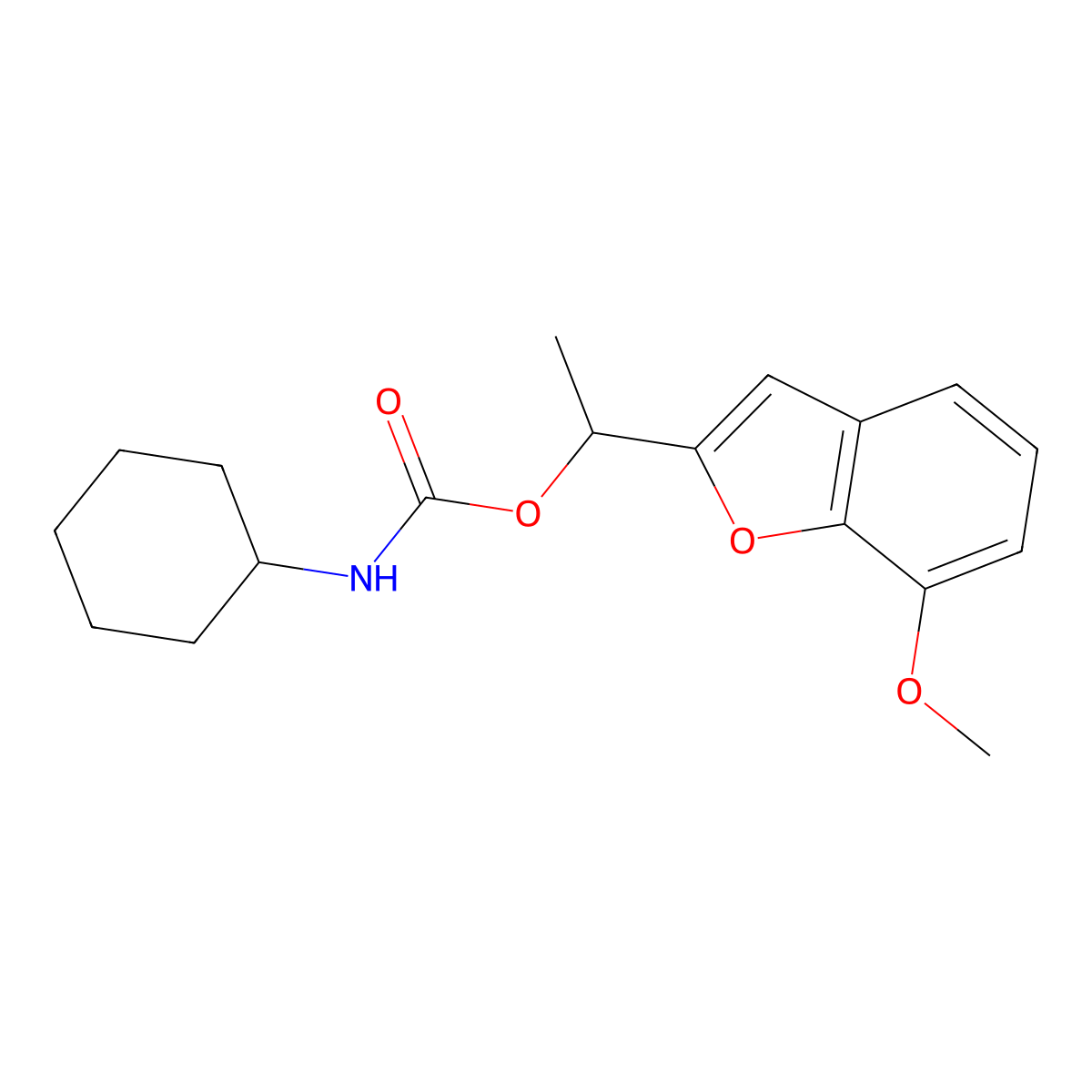 1-(7-methoxy-1-benzofuran-2-yl)ethyl N-cyclohexylcarbamate molecular structure, CAS 477871-51-5