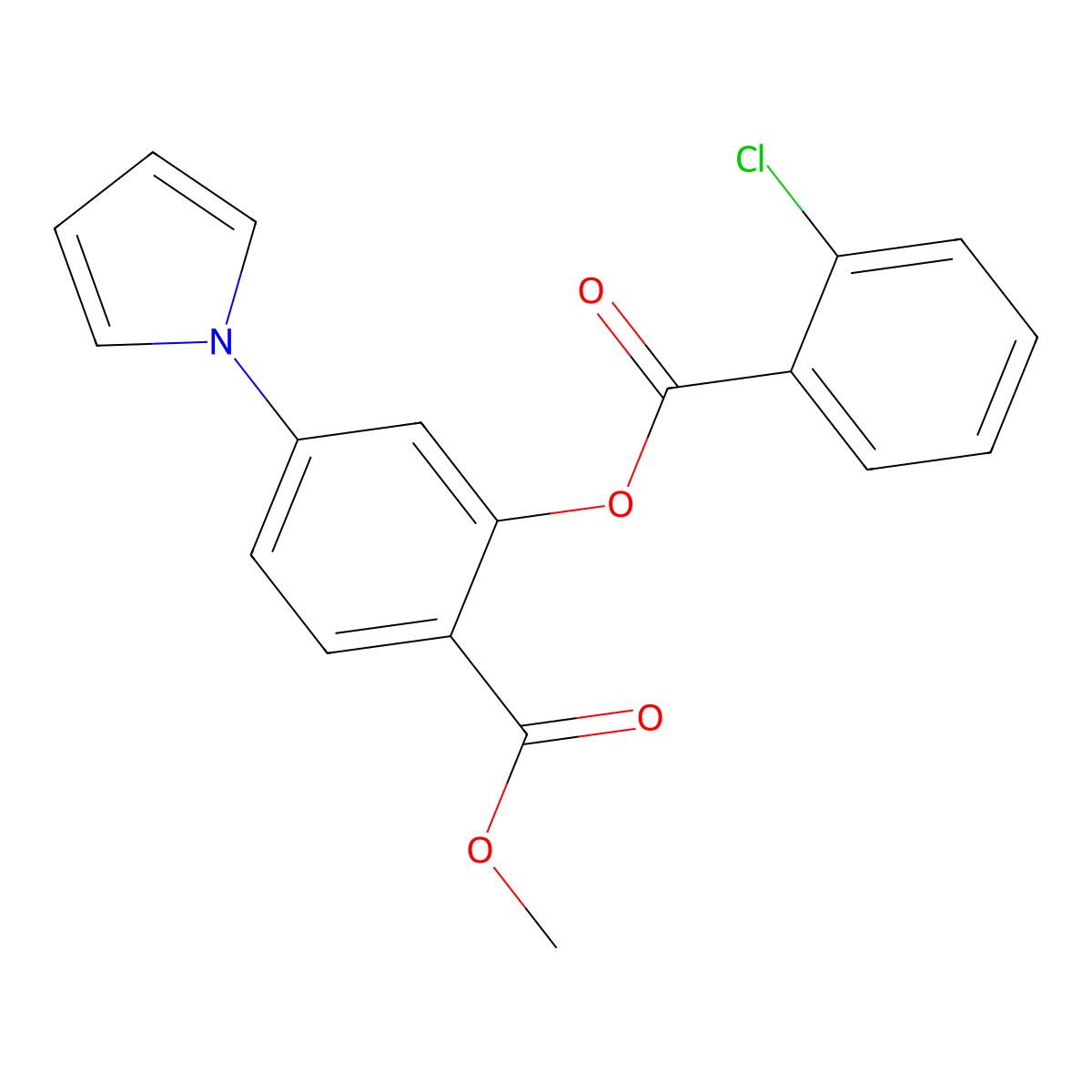 methyl 2-[(2-chlorobenzoyl)oxy]-4-(1H-pyrrol-1-yl)benzenecarboxylate molecular structure, CAS 477871-52-6