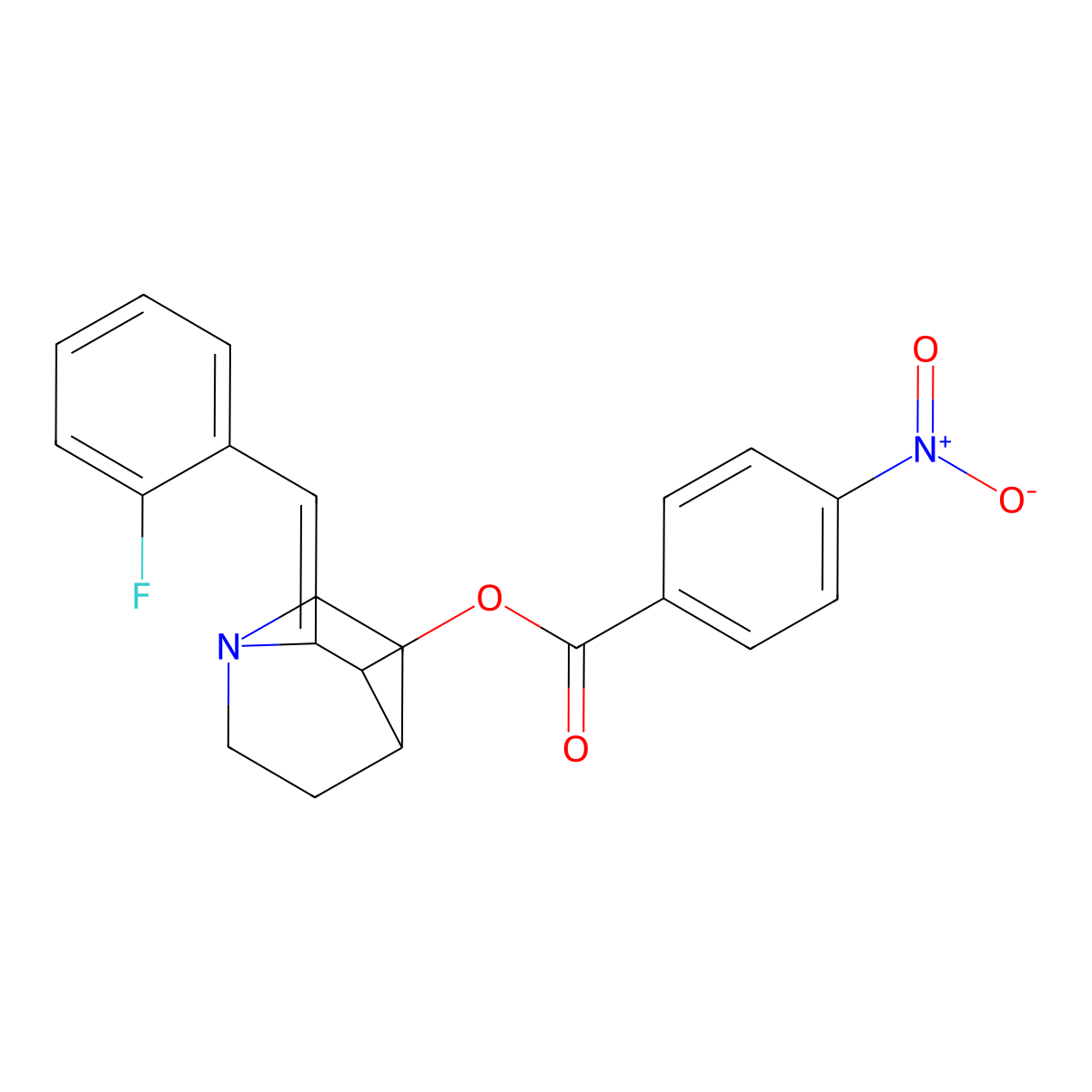 2-[(Z)-(2-fluorophenyl)methylidene]-1-azabicyclo[2.2.2]oct-3-yl 4-nitrobenzenecarboxylate molecular structure, CAS 477871-54-8
