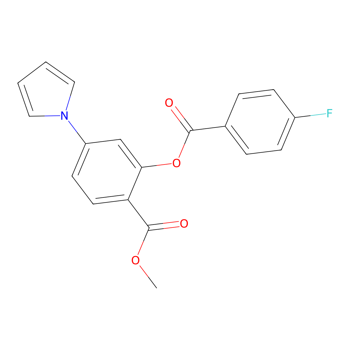 methyl 2-[(4-fluorobenzoyl)oxy]-4-(1H-pyrrol-1-yl)benzenecarboxylate molecular structure, CAS 477871-55-9
