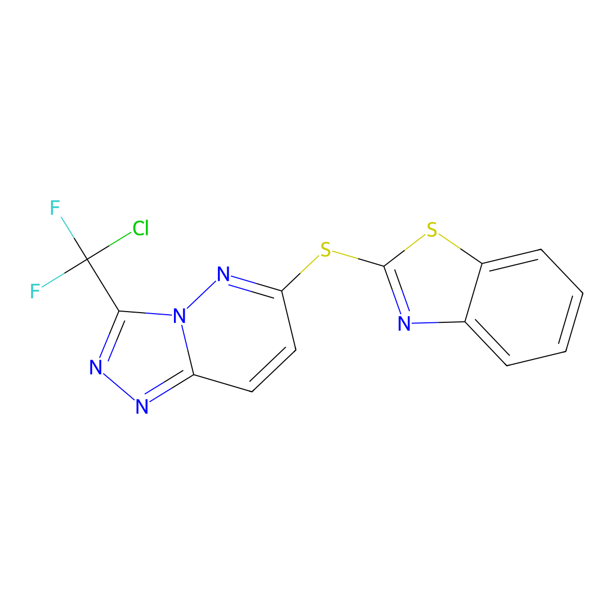 6-(1,3-Benzothiazol-2-ylsulfanyl)-3-[chloro(difluoro)methyl][1,2,4]triazolo[4,3-b]pyridazine molecular structure, CAS 477871-64-0