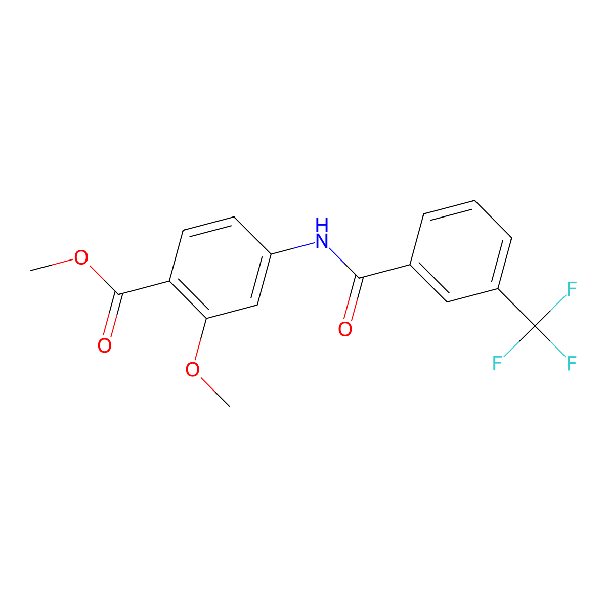 Methyl 2-methoxy-4-{[3-(trifluoromethyl)benzoyl]amino}benzenecarboxylate molecular structure, CAS 477871-65-1