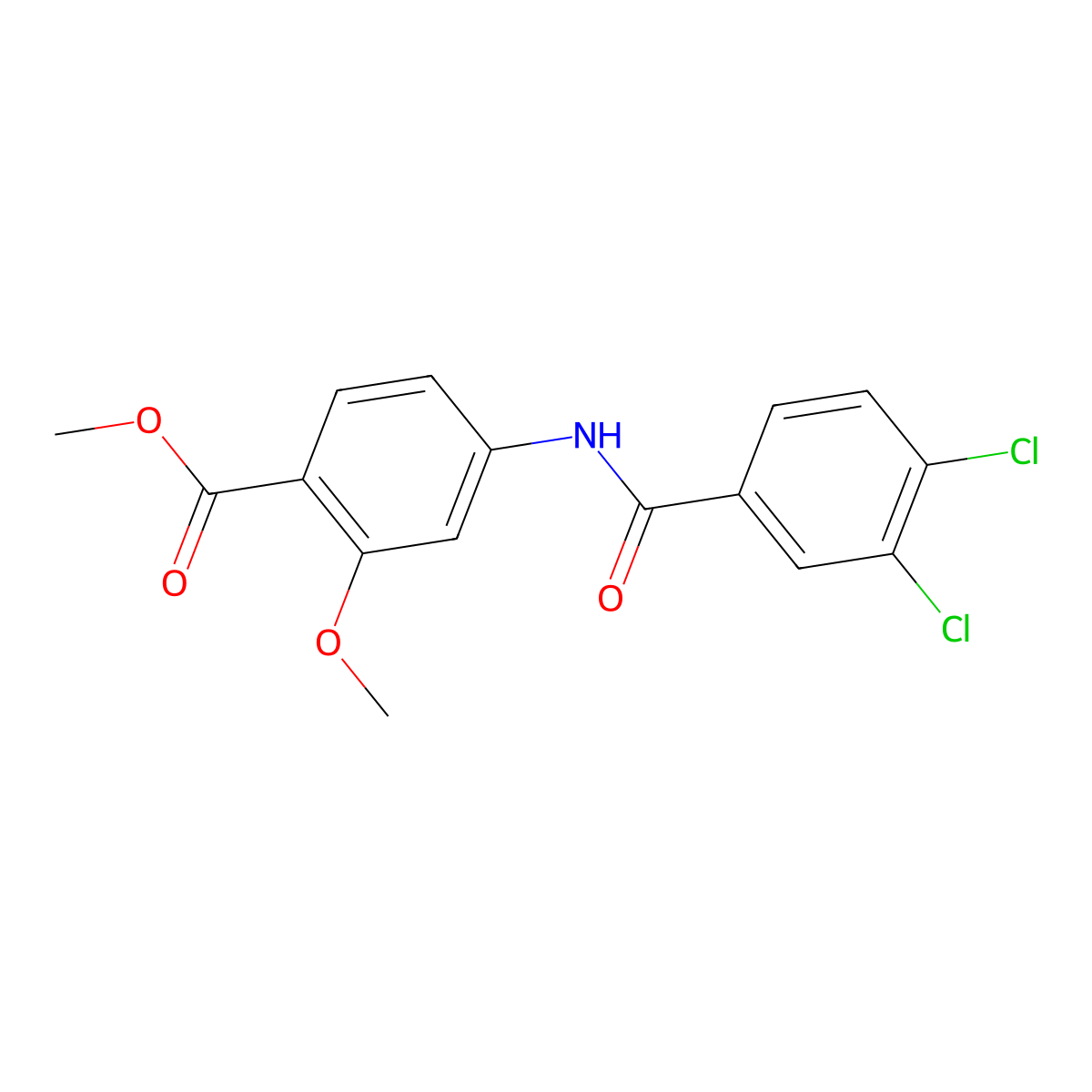 Methyl 4-[(3,4-dichlorobenzoyl)amino]-2-methoxybenzenecarboxylate molecular structure, CAS 477871-67-3