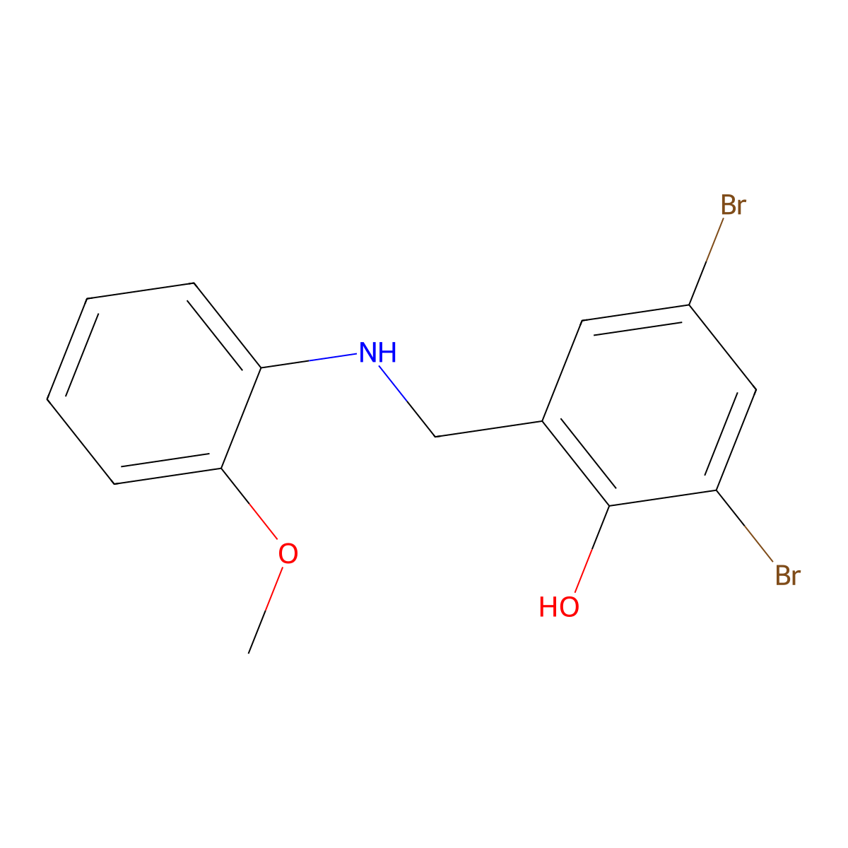 2,4-Dibromo-6-[(2-methoxyanilino)methyl]benzenol molecular structure, CAS 477871-71-9