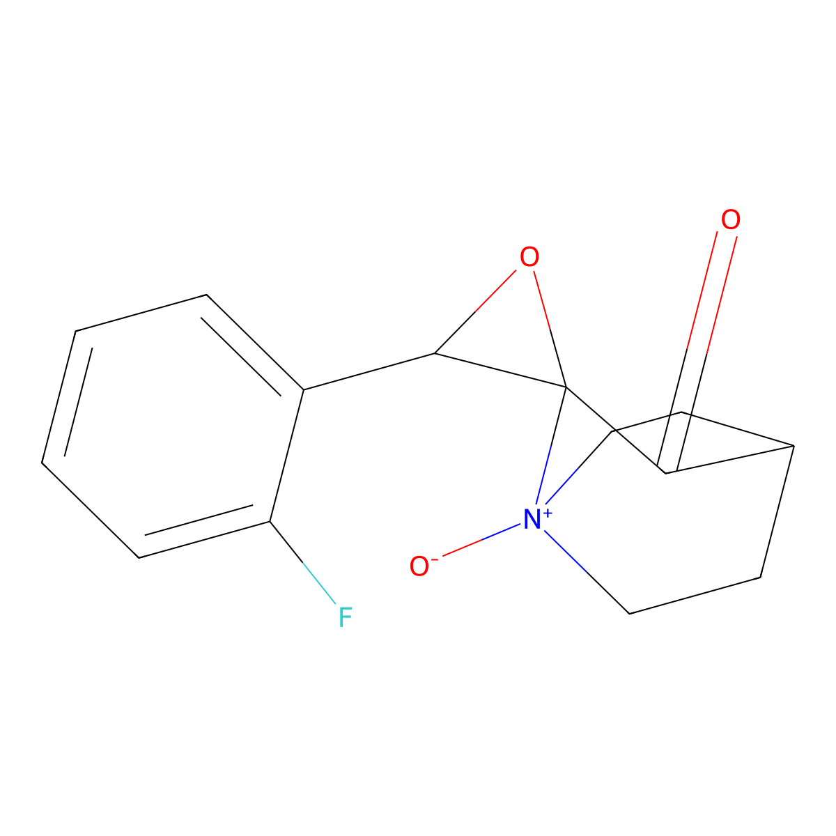 2-[(2-fluorophenyl)(epoxy)methyl]-3-oxo-1-azaniabicyclo[2.2.2]octane N-oxide molecular structure, CAS 477871-74-2