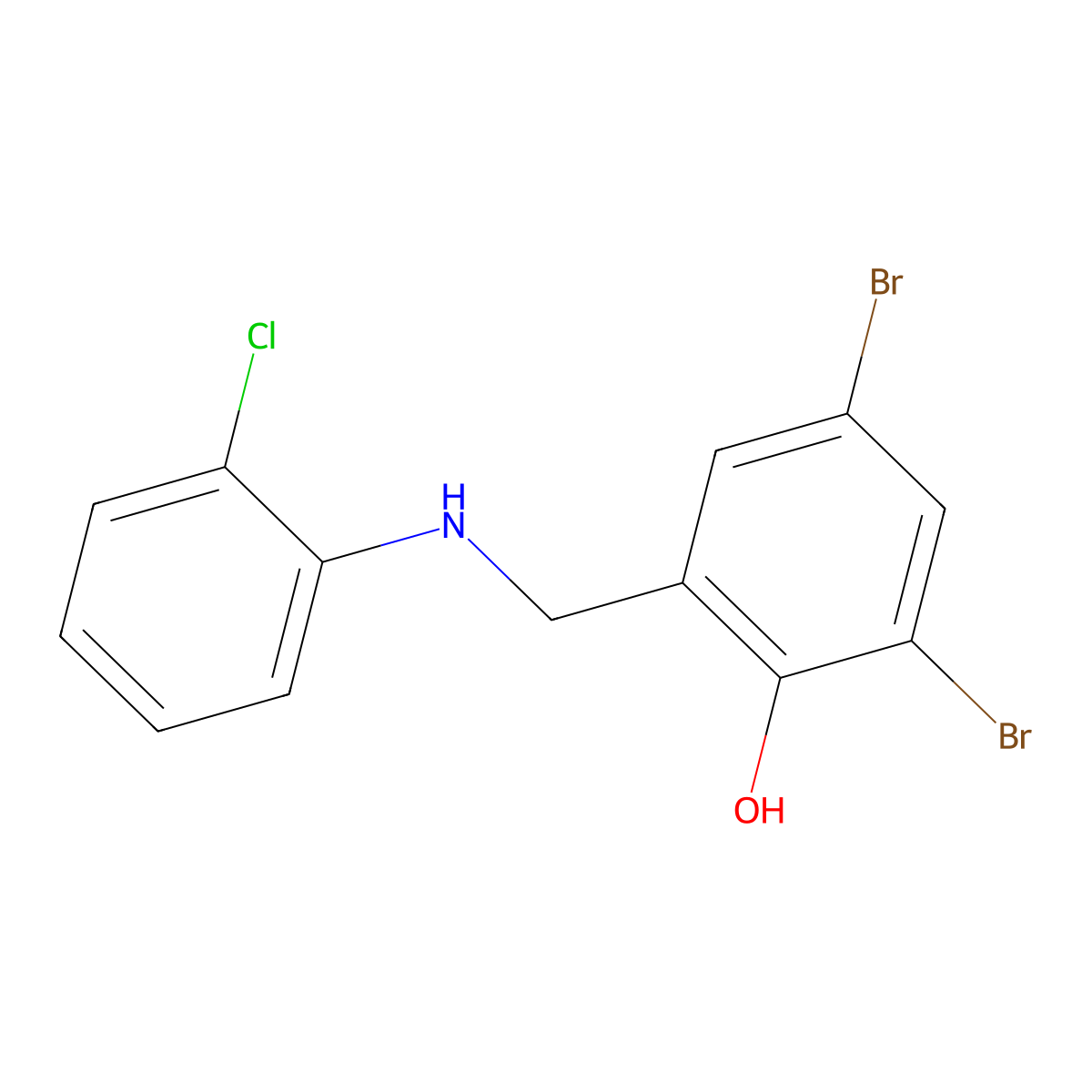 2,4-Dibromo-6-[(2-chloroanilino)methyl]benzenol molecular structure, CAS 477871-75-3