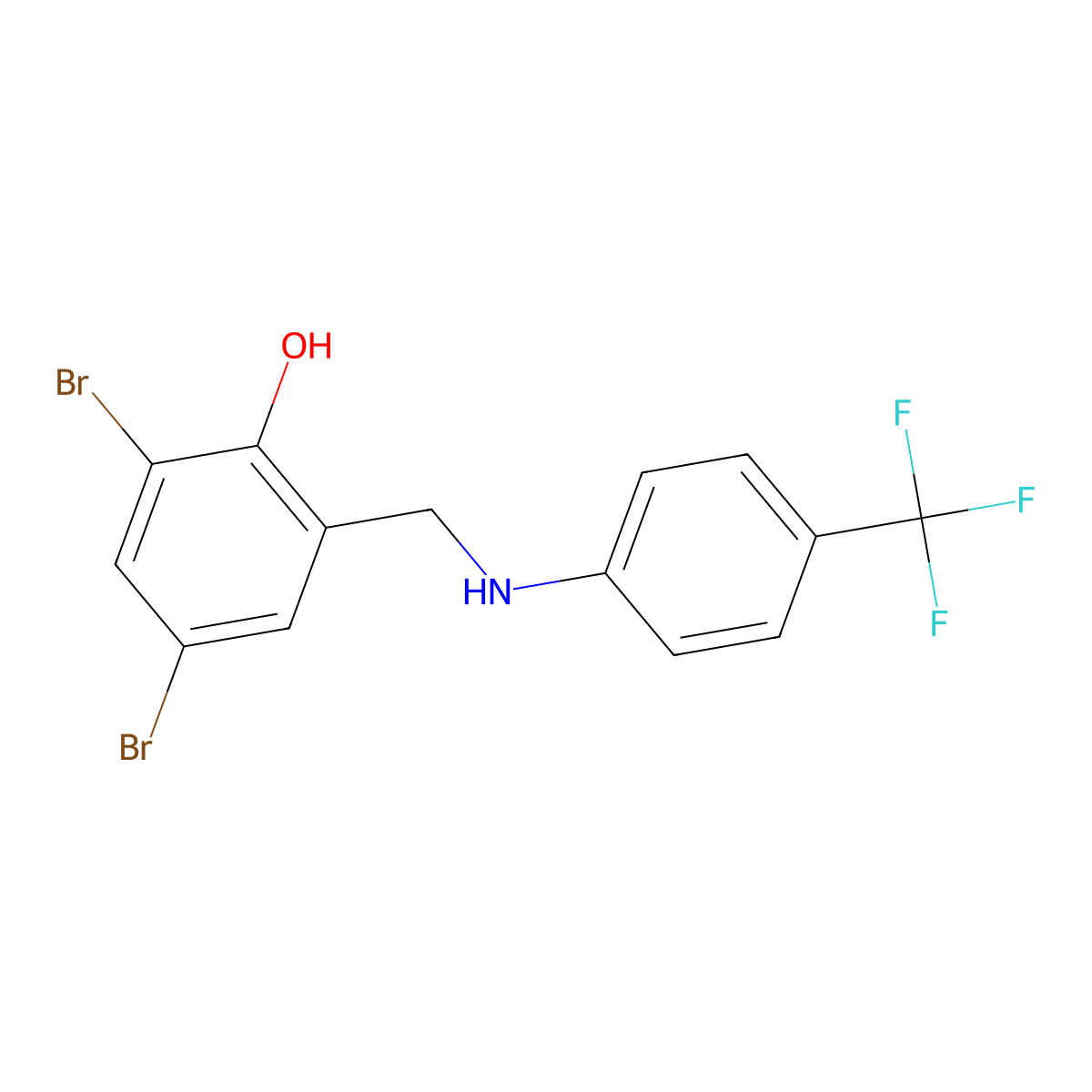 2,4-Dibromo-6-{[4-(trifluoromethyl)anilino]methyl}benzenol molecular structure, CAS 477871-77-5
