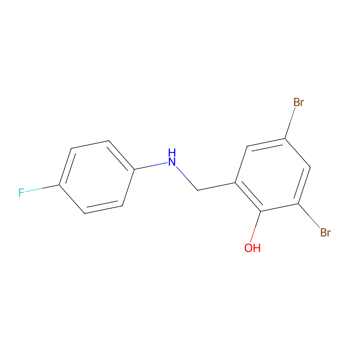 2,4-Dibromo-6-[(4-fluoroanilino)methyl]benzenol molecular structure, CAS 477871-79-7