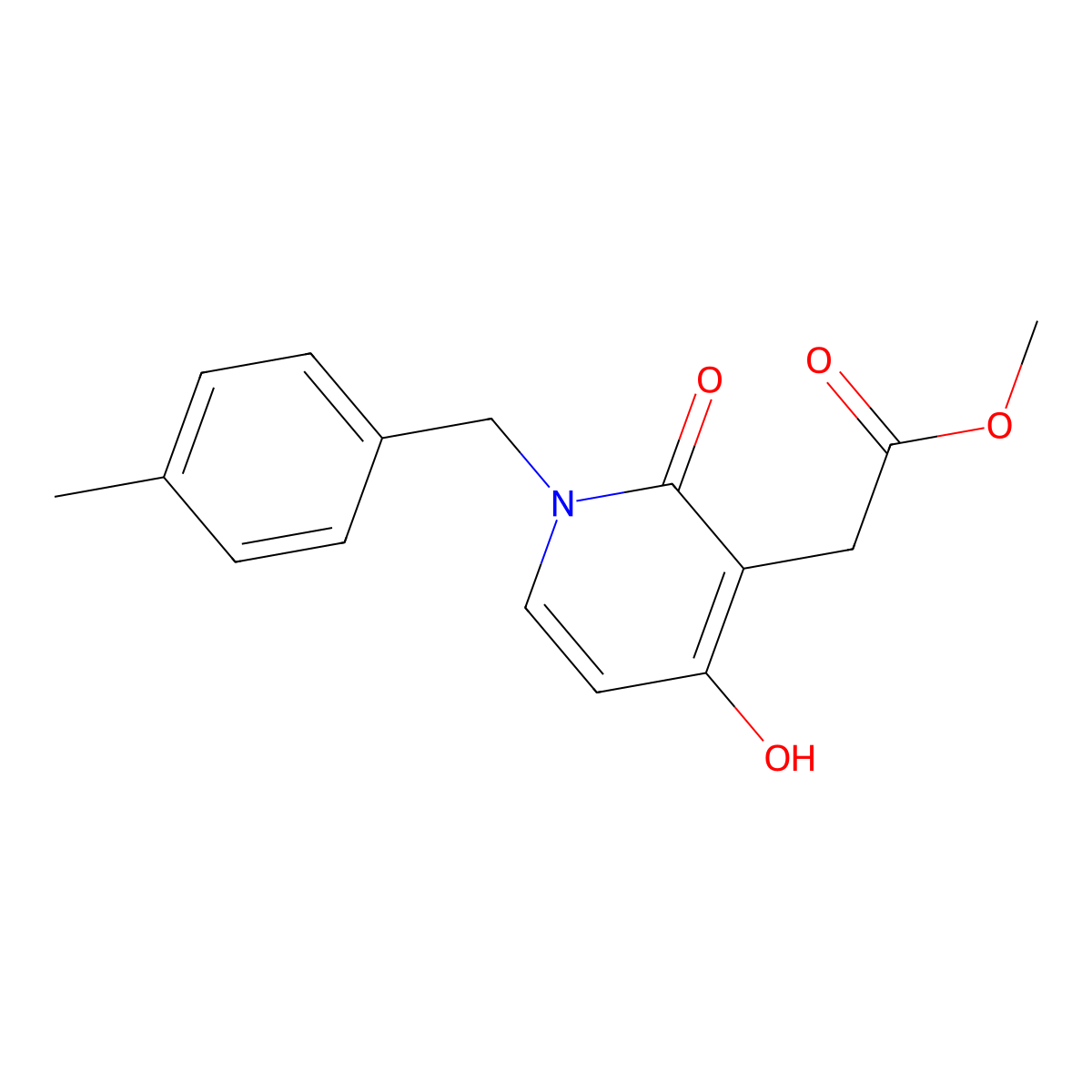 Methyl 2-[4-hydroxy-1-(4-methylbenzyl)-2-oxo-1,2-dihydro-3-pyridinyl]acetate molecular structure, CAS 477871-82-2