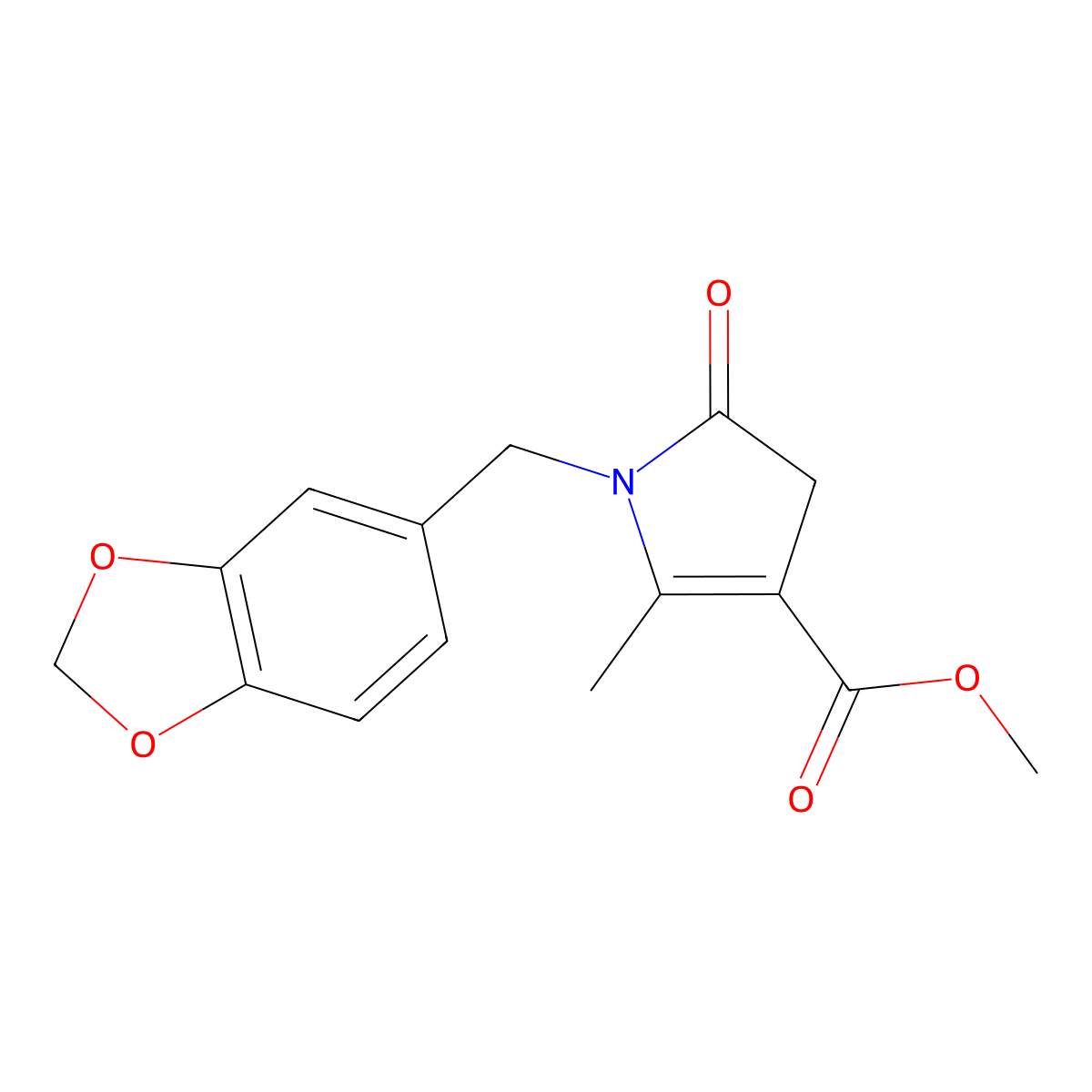 methyl 1-(1,3-benzodioxol-5-ylmethyl)-2-methyl-5-oxo-4,5-dihydro-1H-pyrrole-3-carboxylate molecular structure, CAS 477871-85-5