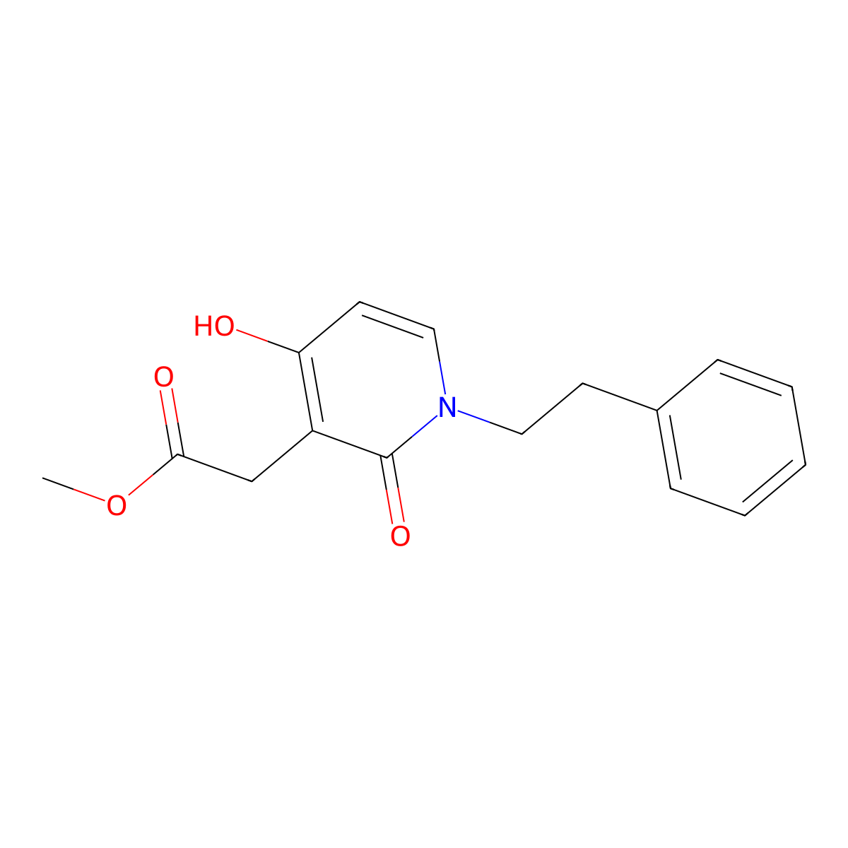 Methyl 2-(4-hydroxy-2-oxo-1-phenethyl-1,2-dihydro-3-pyridinyl)acetate molecular structure, CAS 477871-88-8