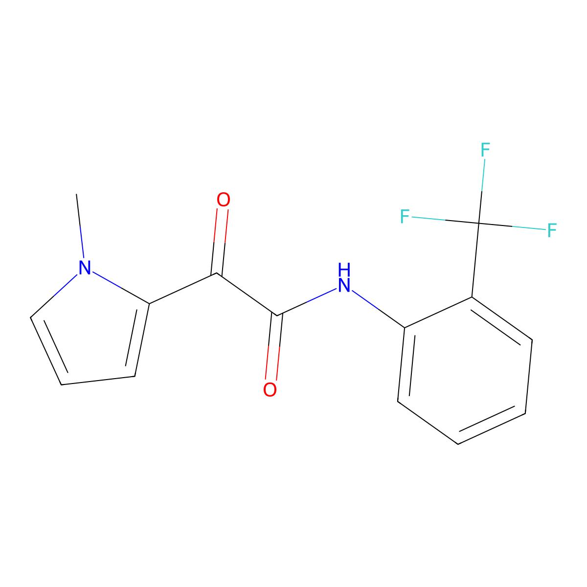 1-Methyl-alpha-oxo-N-(2-(trifluoromethyl)phenyl)-1H-pyrrole-2-acetamide molecular structure, CAS 477871-99-1