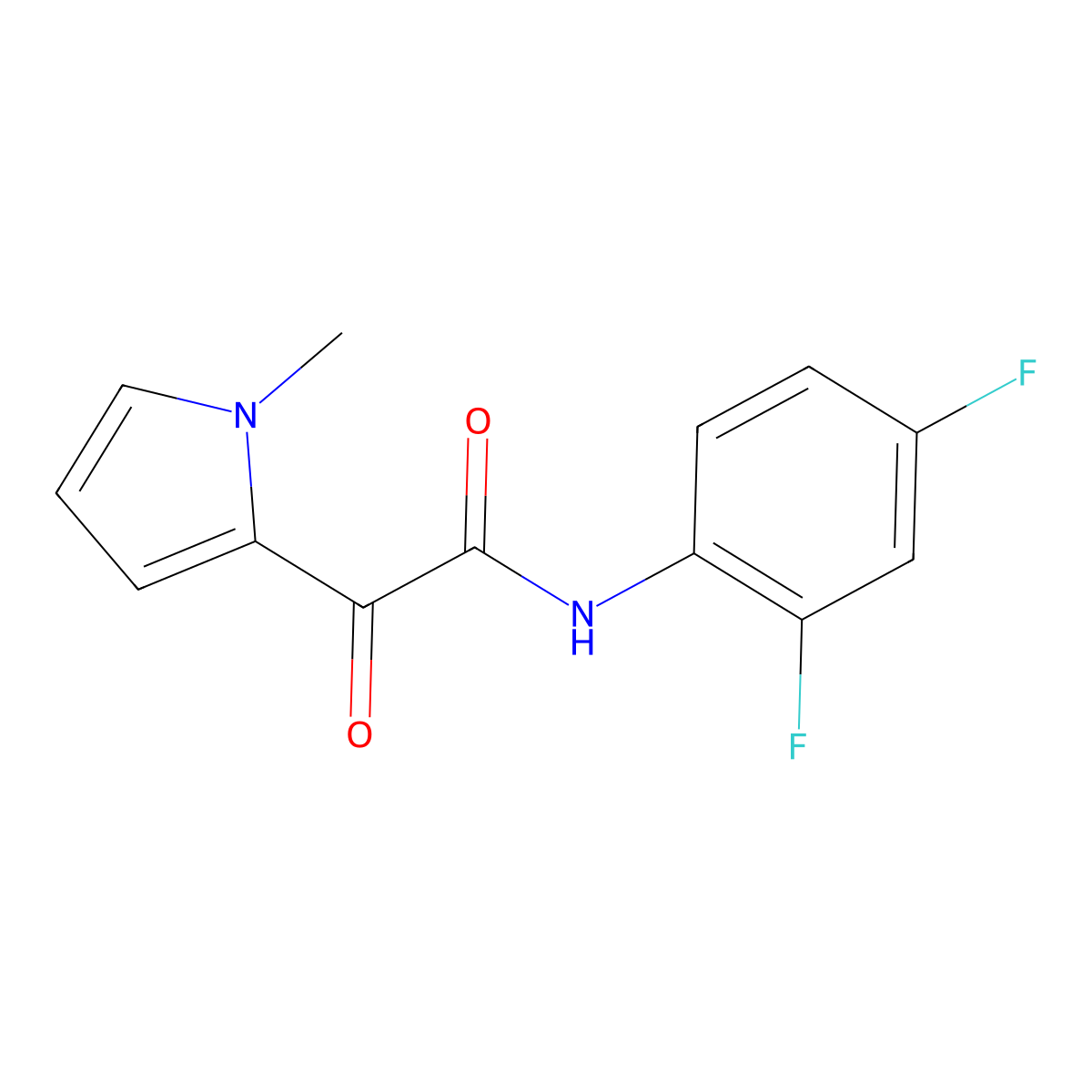 N-(2,4-difluorophenyl)-2-(1-methyl-1H-pyrrol-2-yl)-2-oxoacetamide molecular structure, CAS 477872-05-2