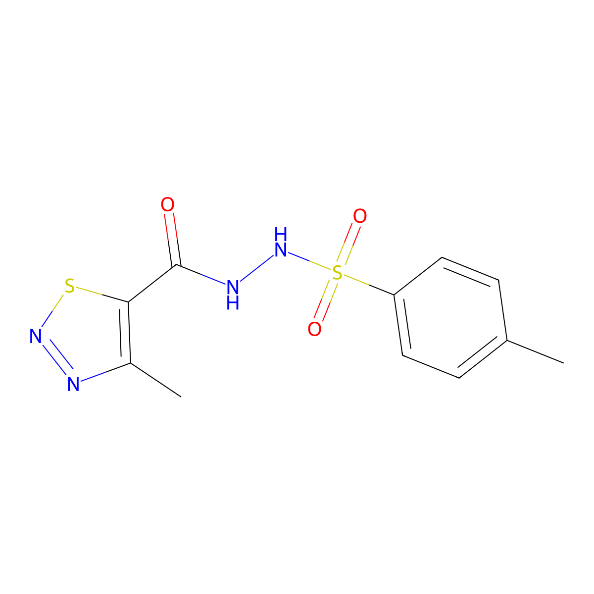 4-methyl-N'-[(4-methyl-1,2,3-thiadiazol-5-yl)carbonyl]benzenesulfonohydrazide molecular structure, CAS 477872-09-6