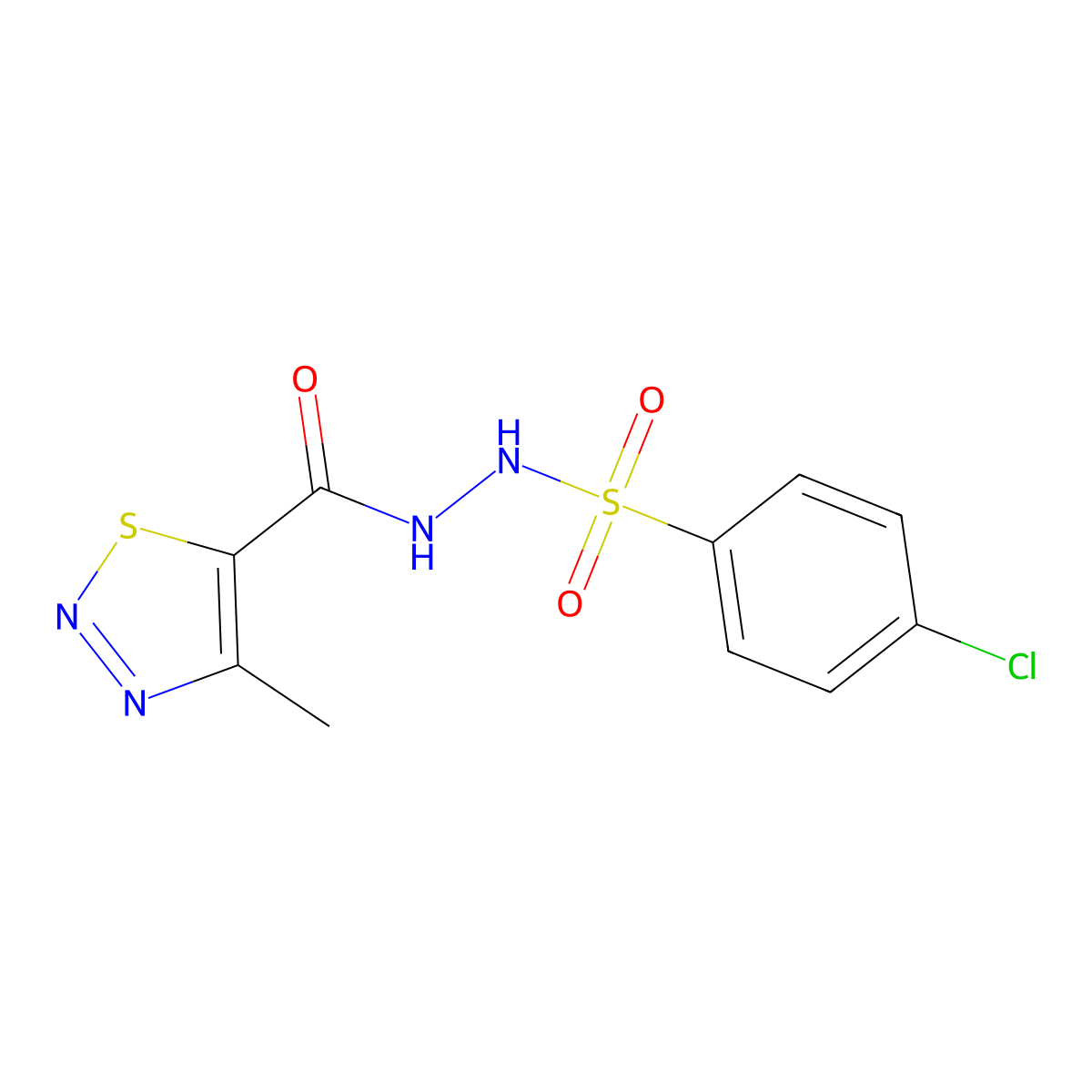 4-chloro-N'-[(4-methyl-1,2,3-thiadiazol-5-yl)carbonyl]benzenesulfonohydrazide molecular structure, CAS 477872-10-9
