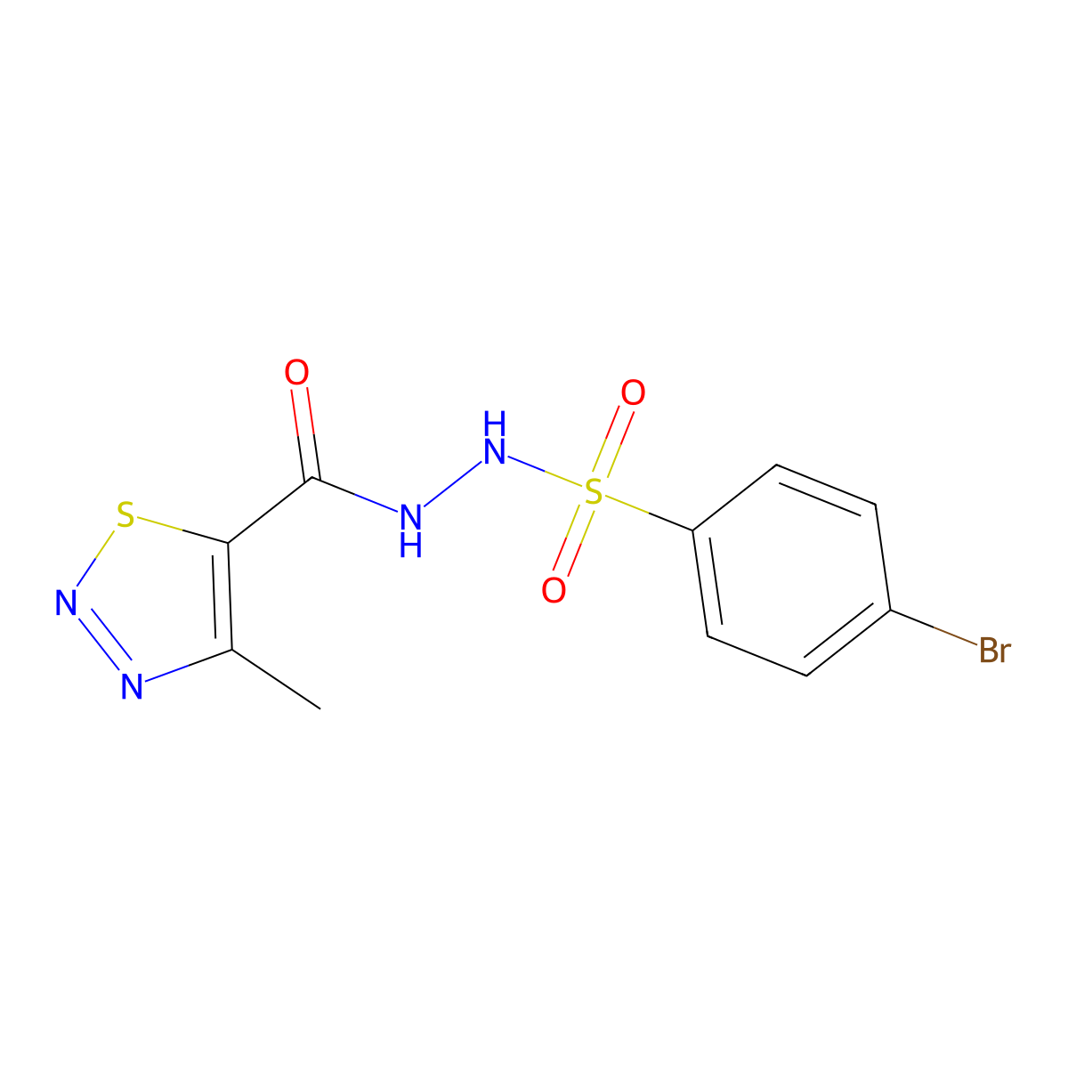 4-bromo-N'-[(4-methyl-1,2,3-thiadiazol-5-yl)carbonyl]benzenesulfonohydrazide molecular structure, CAS 477872-11-0