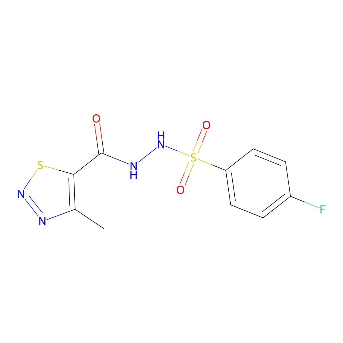 4-fluoro-N'-[(4-methyl-1,2,3-thiadiazol-5-yl)carbonyl]benzenesulfonohydrazide molecular structure, CAS 477872-17-6
