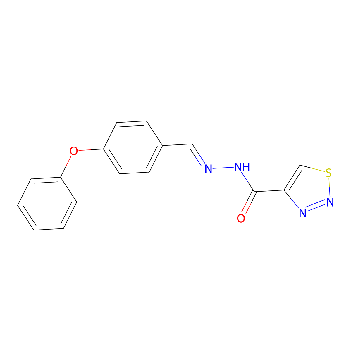 N-[(4-phenoxyphenyl)methylideneamino]thiadiazole-4-carboxamide molecular structure, CAS 477872-19-8