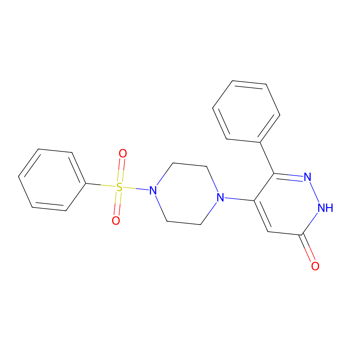 6-phenyl-5-[4-(phenylsulfonyl)piperazino]-3(2H)-pyridazinone molecular structure, CAS 477872-20-1