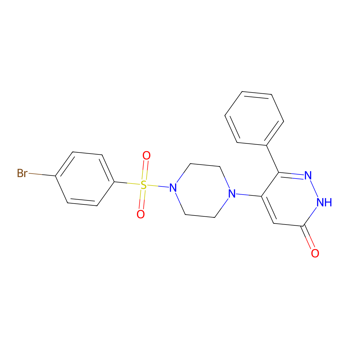 5-{4-[(4-bromophenyl)sulfonyl]piperazino}-6-phenyl-3(2H)-pyridazinone molecular structure, CAS 477872-21-2