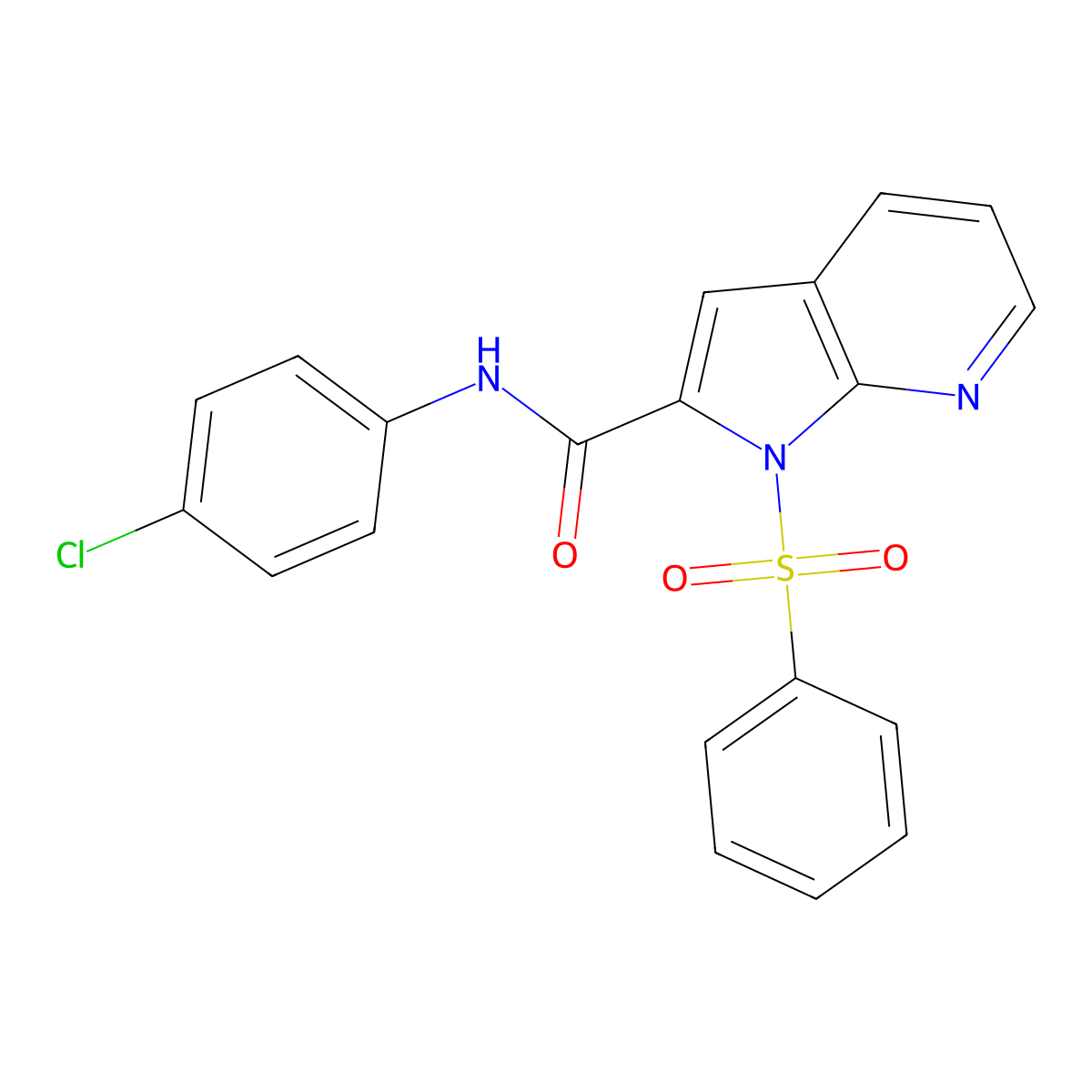 N-(4-chlorophenyl)-1-(phenylsulfonyl)-1H-pyrrolo[2,3-b]pyridine-2-carboxamide molecular structure, CAS 477872-25-6