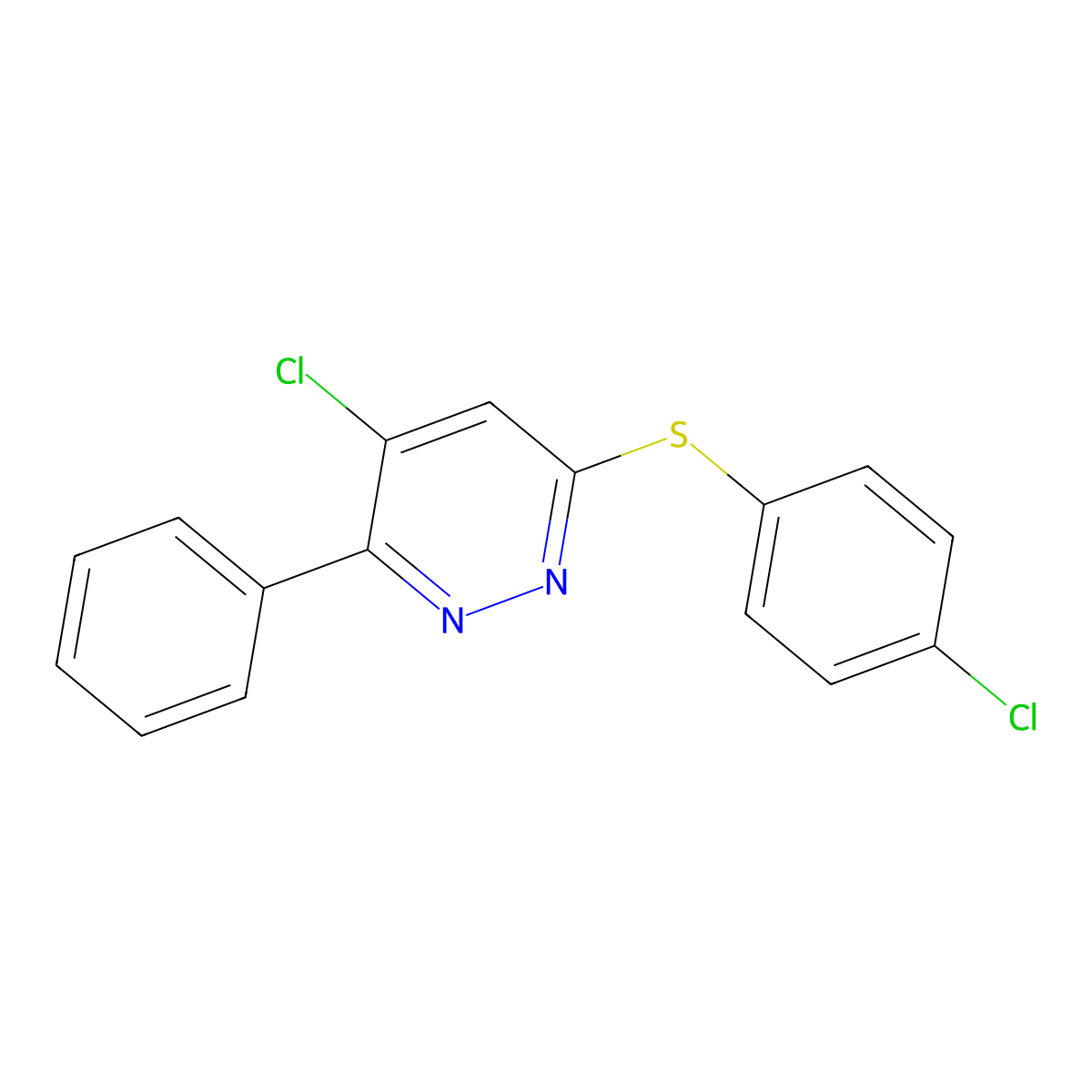 4-Chloro-6-[(4-chlorophenyl)sulfanyl]-3-phenylpyridazine molecular structure, CAS 477872-26-7