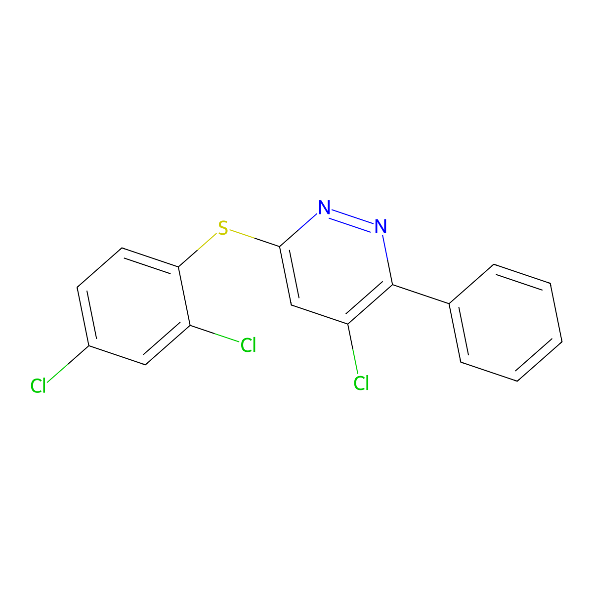 4-Chloro-6-[(2,4-dichlorophenyl)sulfanyl]-3-phenylpyridazine molecular structure, CAS 477872-29-0