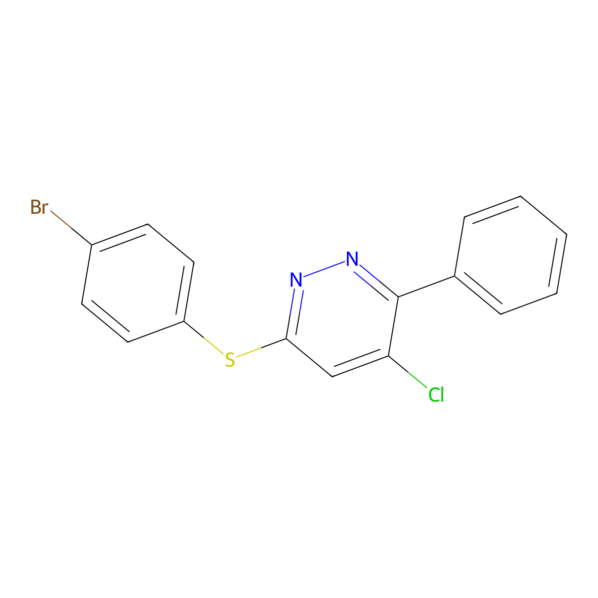 4-Bromophenyl 5-chloro-6-phenyl-3-pyridazinyl sulfide molecular structure, CAS 477872-30-3