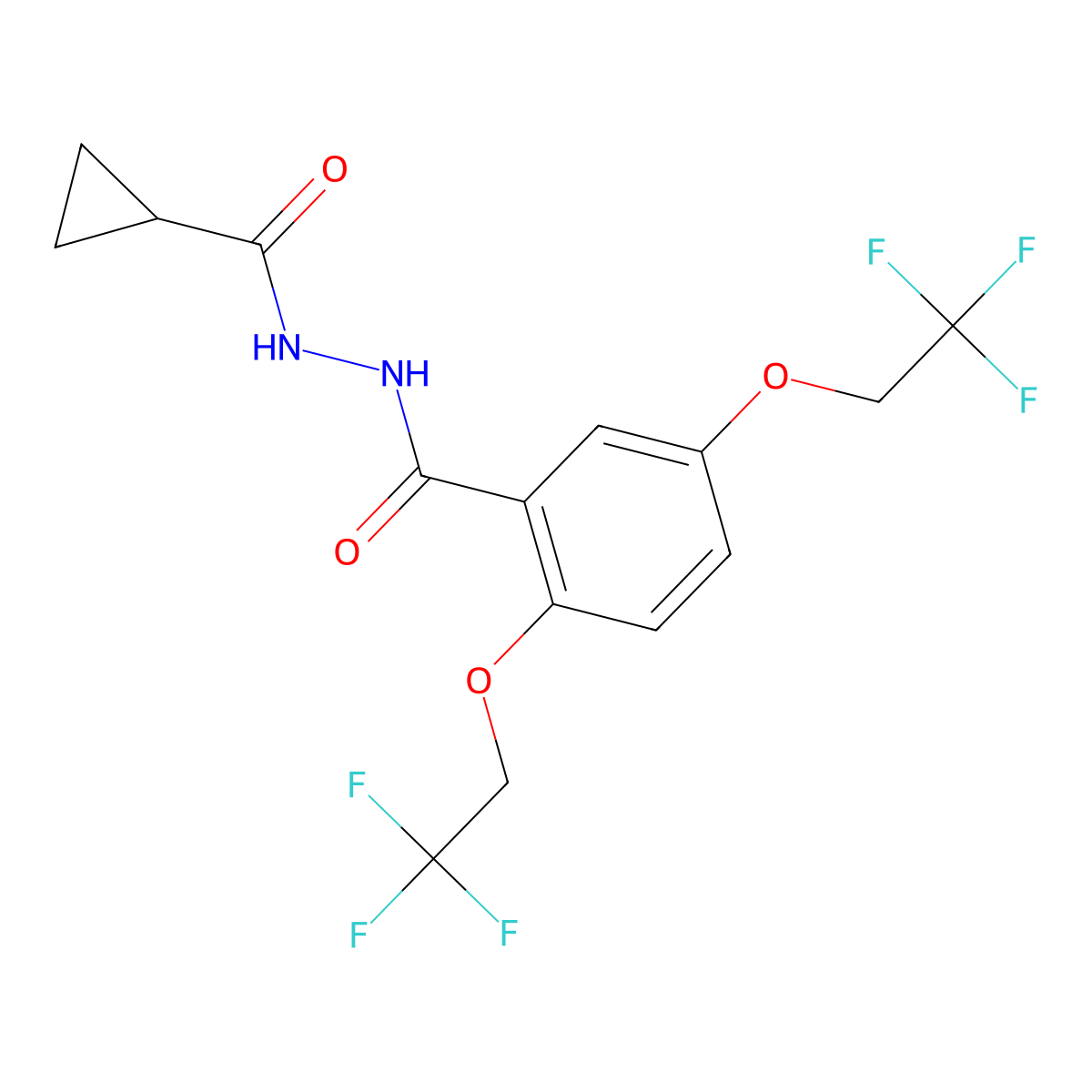 N'-(cyclopropanecarbonyl)-2,5-bis(2,2,2-trifluoroethoxy)benzohydrazide molecular structure, CAS 477872-37-0