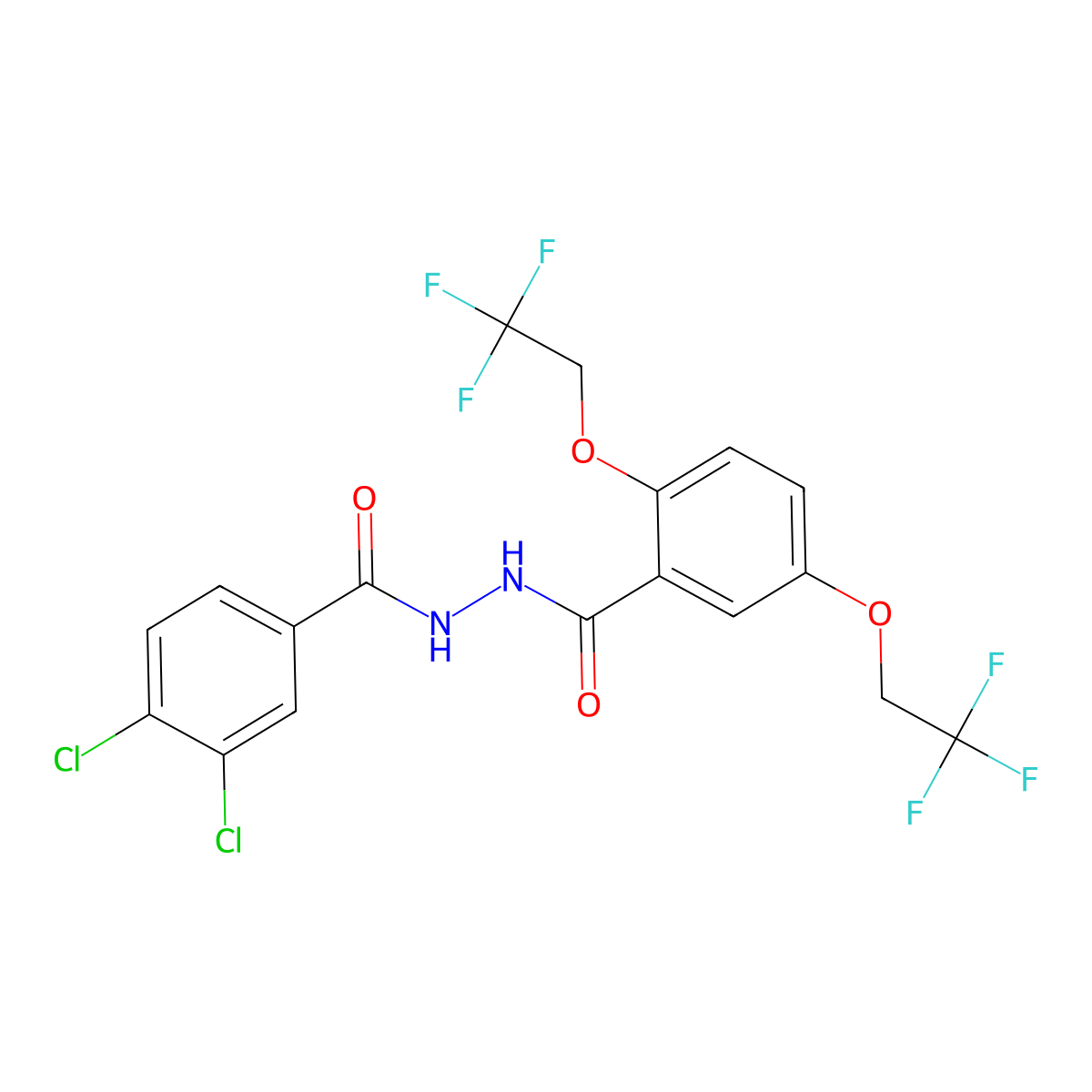 N'-(3,4-dichlorobenzoyl)-2,5-bis(2,2,2-trifluoroethoxy)benzenecarbohydrazide molecular structure, CAS 477872-38-1