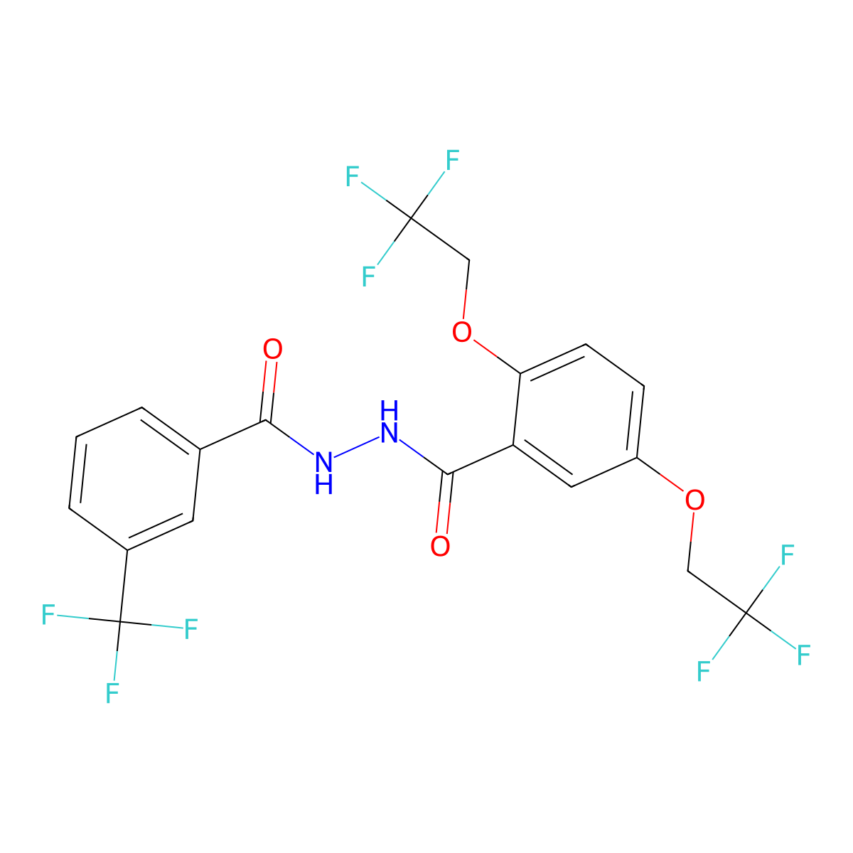 2,5-bis(2,2,2-trifluoroethoxy)-N'-[3-(trifluoromethyl)benzoyl]benzohydrazide molecular structure, CAS 477872-45-0