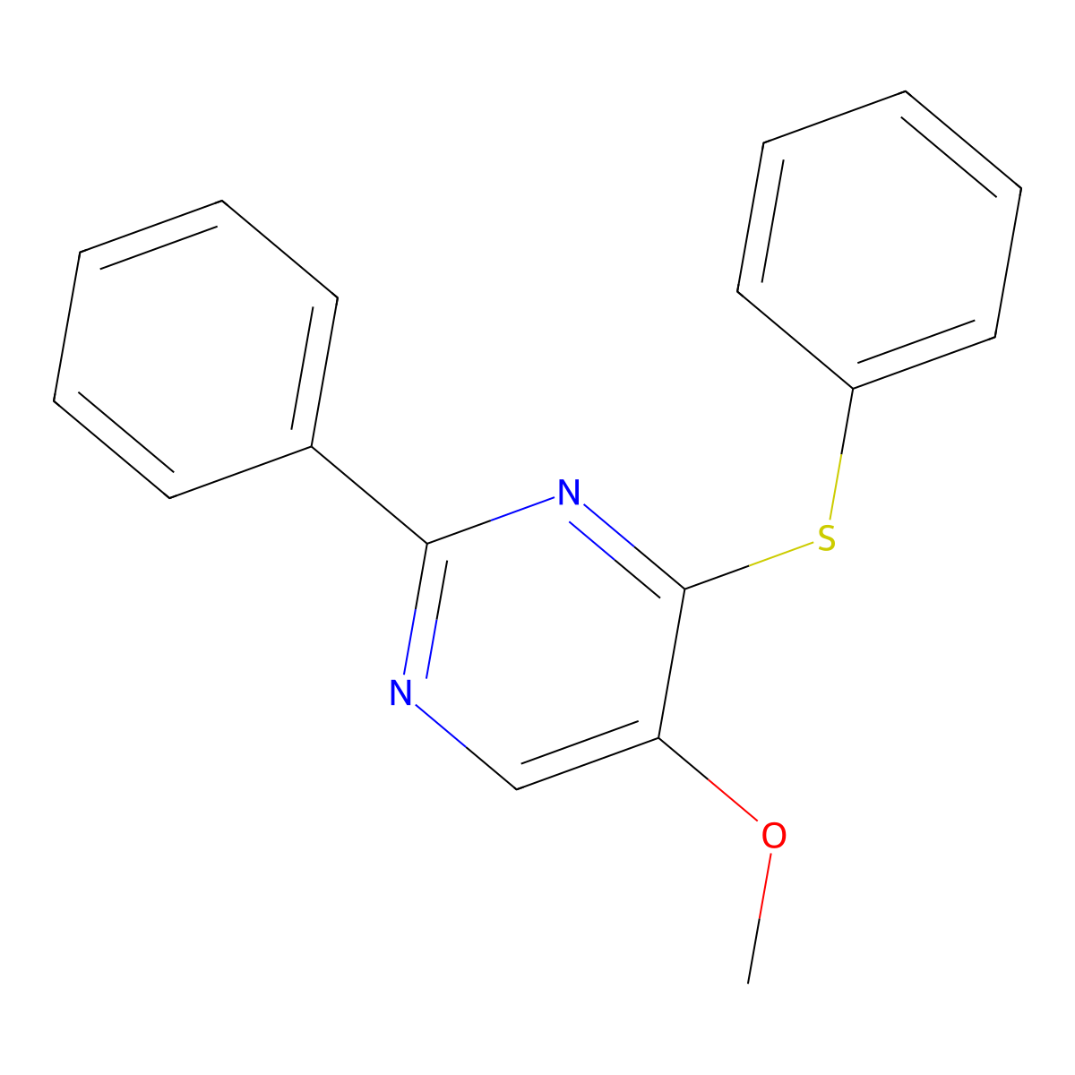 5-Methoxy-2-phenyl-4-(phenylsulfanyl)pyrimidine molecular structure, CAS 477872-57-4