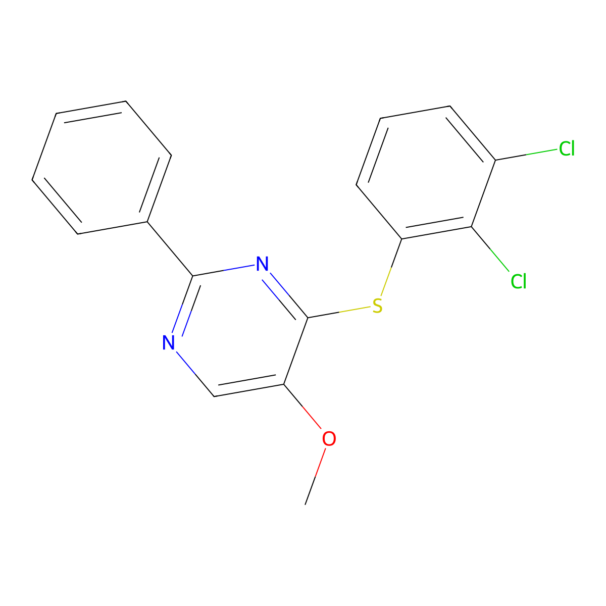 4-[(2,3-Dichlorophenyl)sulfanyl]-5-methoxy-2-phenylpyrimidine molecular structure, CAS 477872-61-0