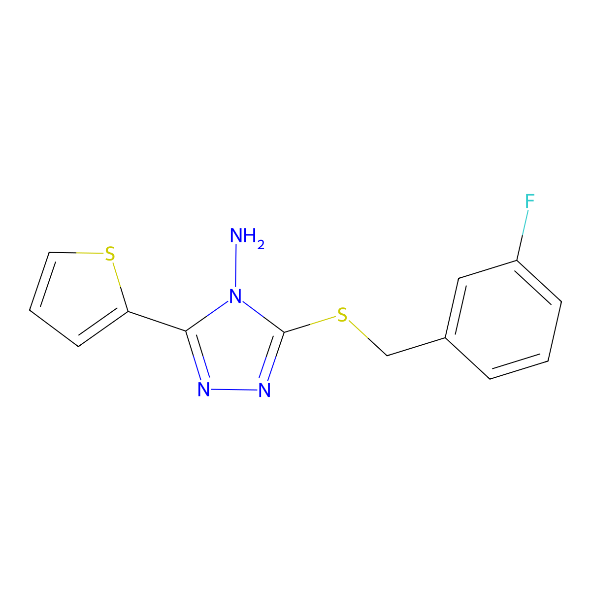 3-[(3-fluorobenzyl)sulfanyl]-5-(2-thienyl)-4H-1,2,4-triazol-4-ylamine molecular structure, CAS 477872-68-7