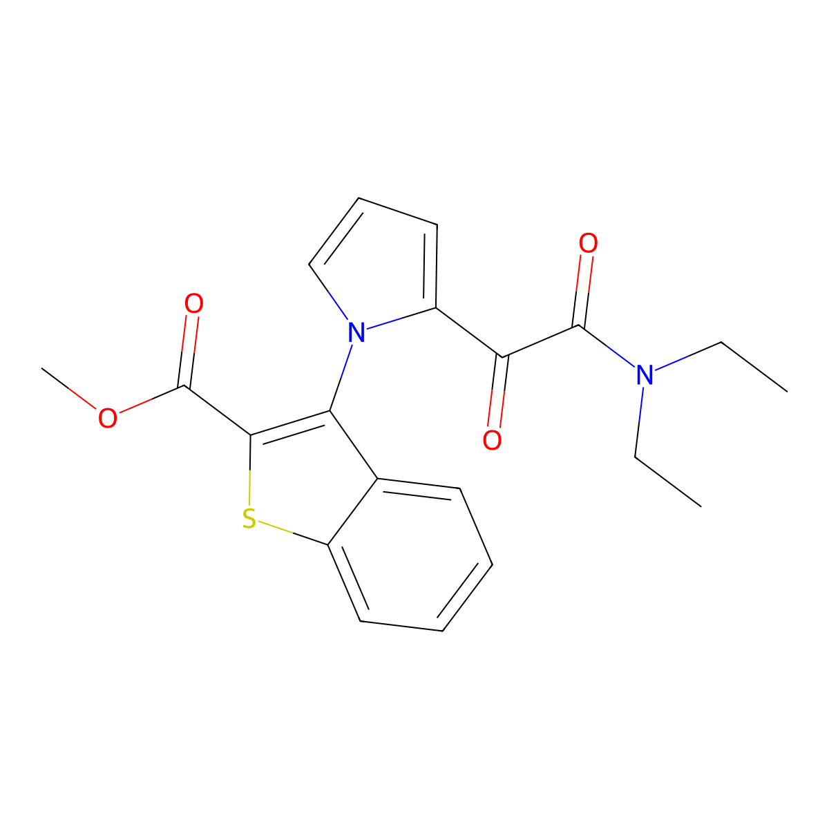methyl 3-{2-[2-(diethylamino)-2-oxoacetyl]-1H-pyrrol-1-yl}-1-benzothiophene-2-carboxylate molecular structure, CAS 477872-69-8